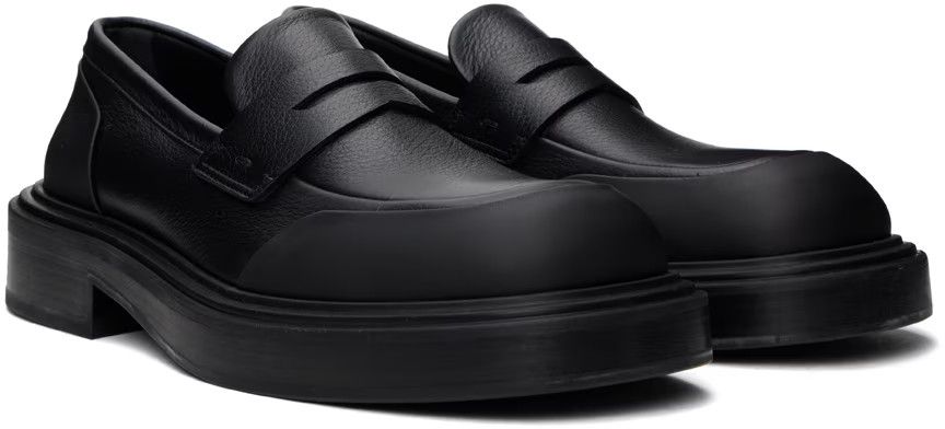 Salvatore Ferragamo o1s1rm0725 Square-Toe Leather Loafers in Black Size US 11 / EU 44 - 4 Thumbnail