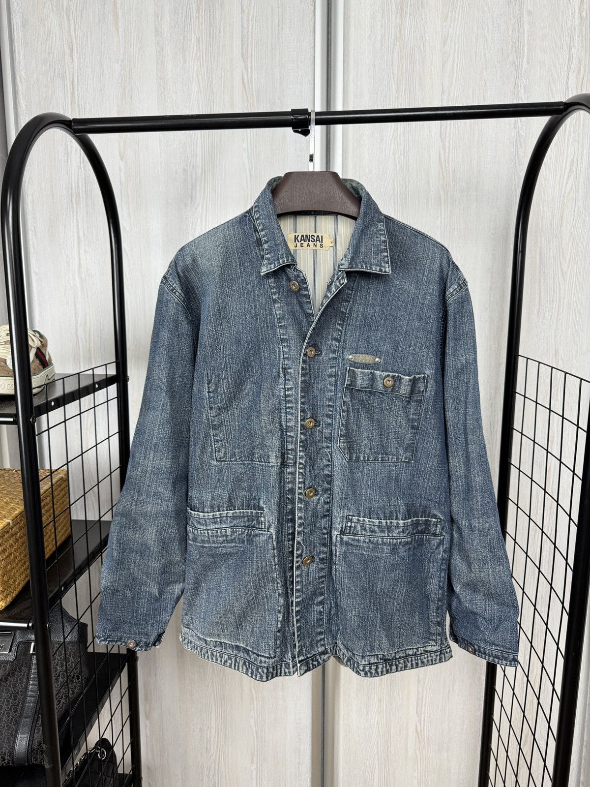 Japanese Brand VINTAGE CHORE DENIM WORK JACKET KANSAI JEANS CHECK LINING Size US M / EU 48-50 / 2 - 2 Thumbnail