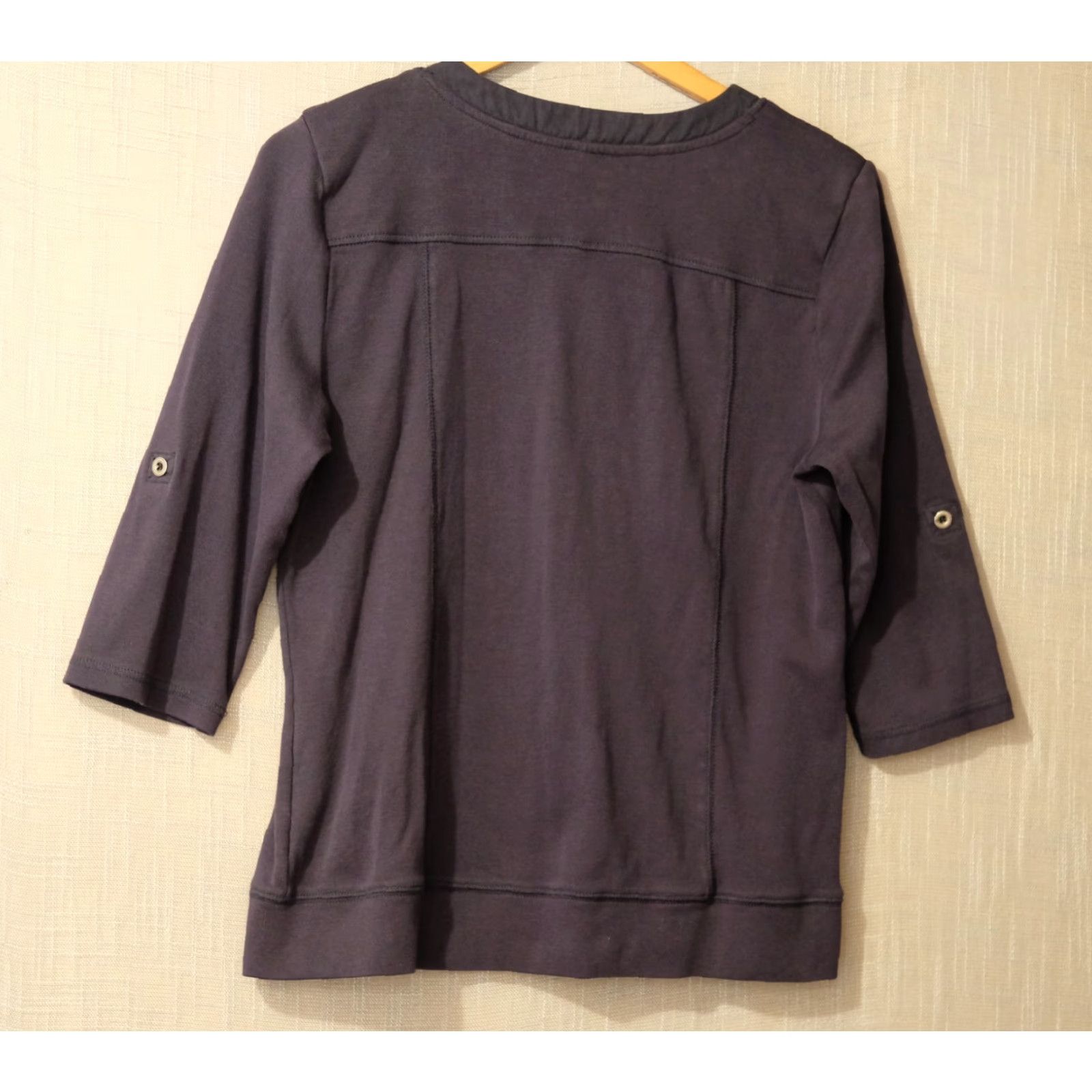 Vintage St John's Bay Full Zip Shirt 3/4 Rolltab Sleeve Navy Pockets Women's L Size L / US 10 / IT 46 - 5 Thumbnail