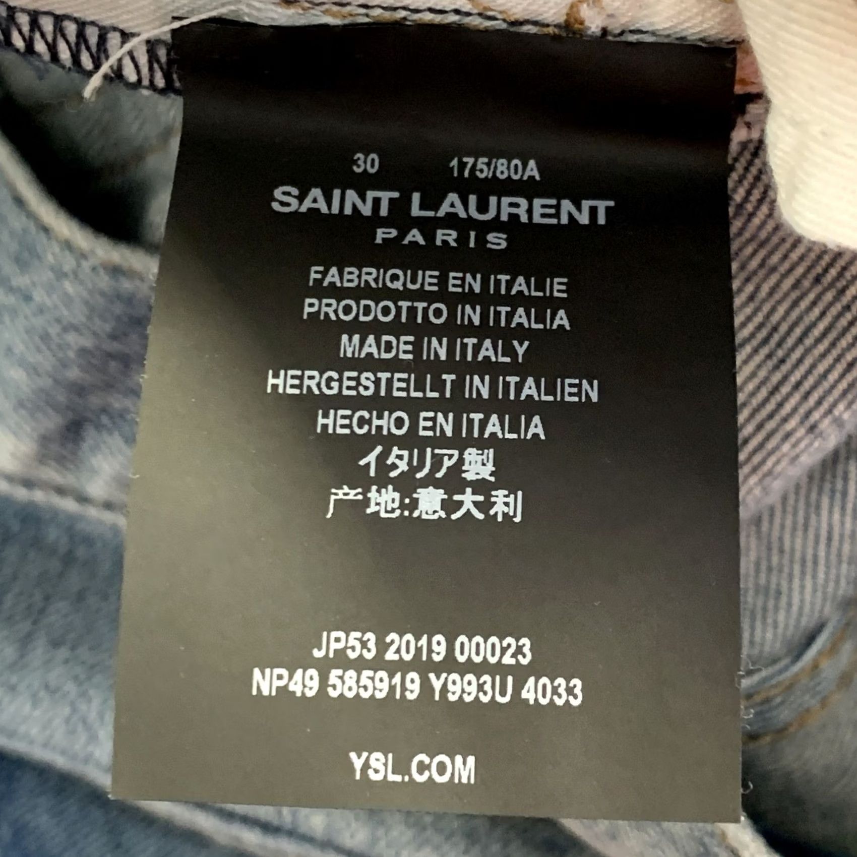 Yves Saint Laurent SAINT LAURENT Blue Distressed Slim Tapered Jeans Size 30 Mens Size US 30 / EU 46 - 6 Thumbnail