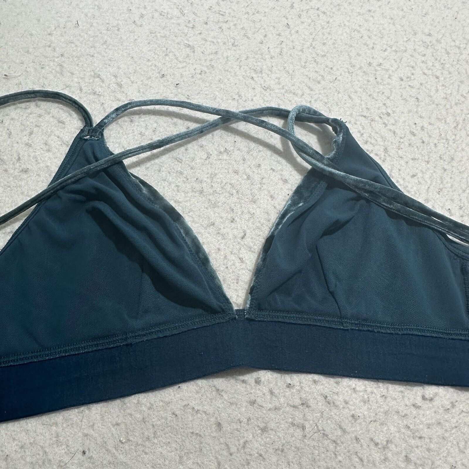 Victoria's Secret Victorias Secret Small Teal Blue Velvet Bralette Strappy Bra Size ONE SIZE - 8 Thumbnail