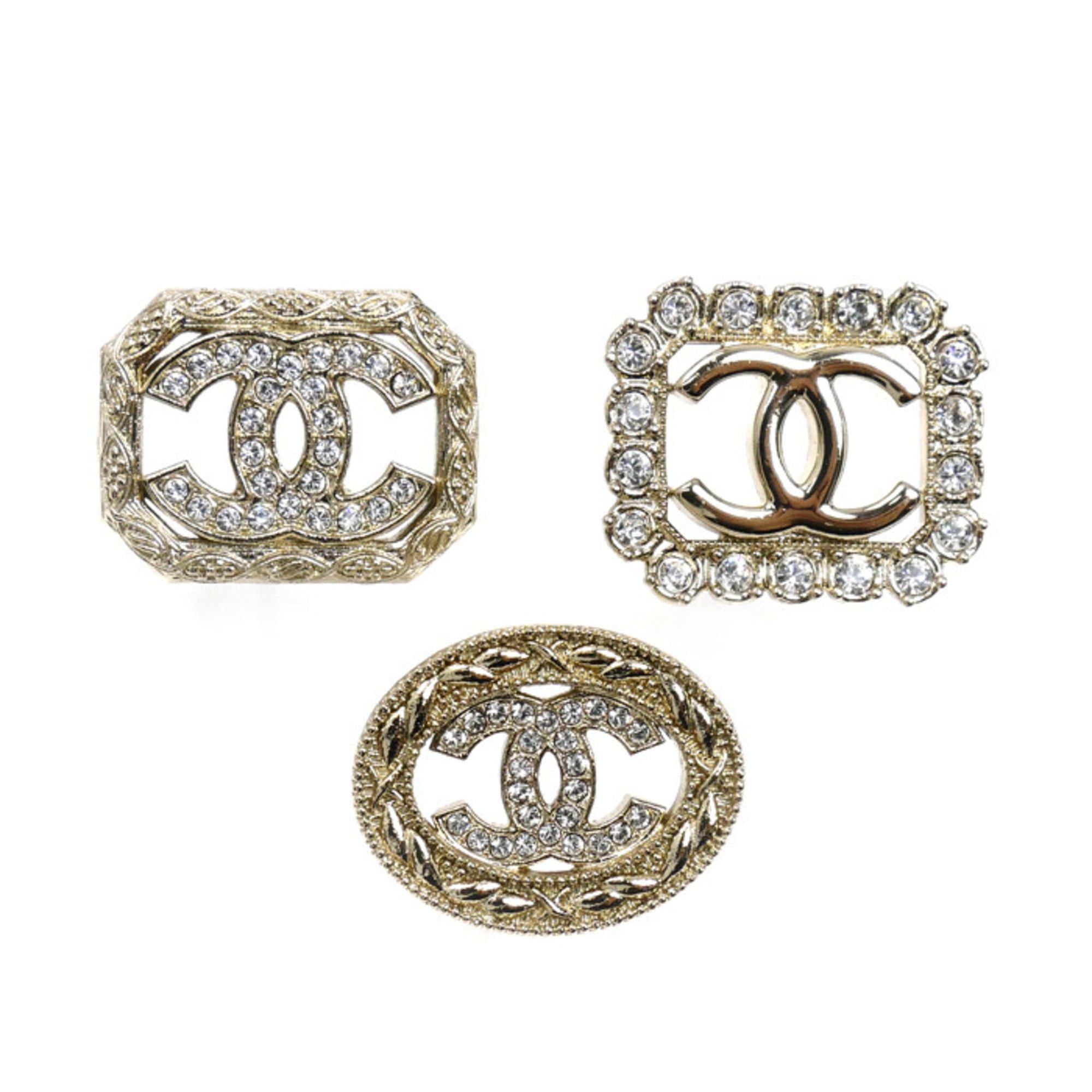 Chanel CHANEL Metal Rhinestone Coco Mark 3-Piece Brooch Set for Women Size ONE SIZE - 1 Thumbnail