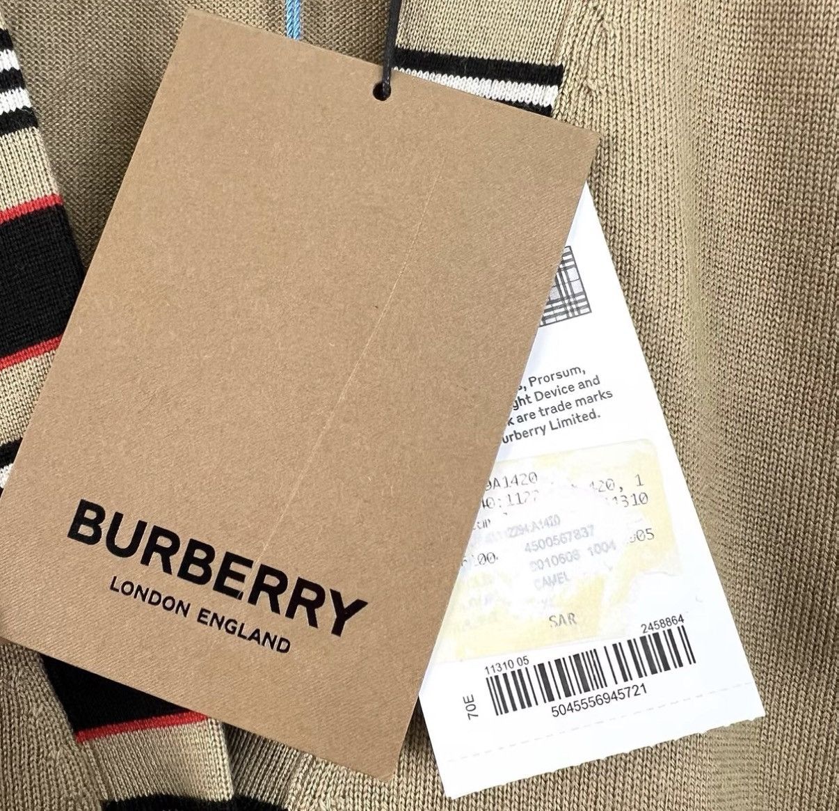 Burberry Burberry/Khaki Striped Panel Knit Cardigan K12 Size XL / US 12-14 / IT 48-50 - 5 Thumbnail