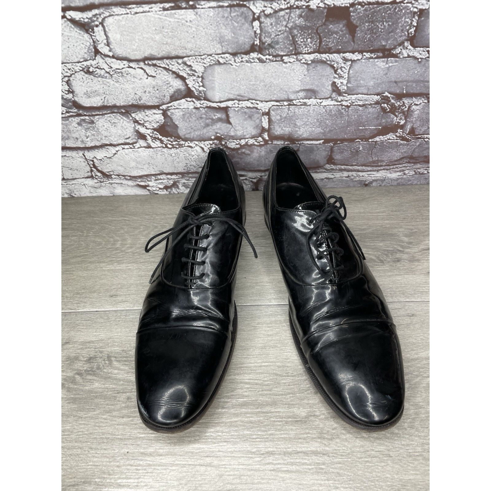 Sturhling Rolando Sturlini Black Patent Leather Derby Tuxedo Dress Sho Size US 12 / EU 45 - 12 Thumbnail