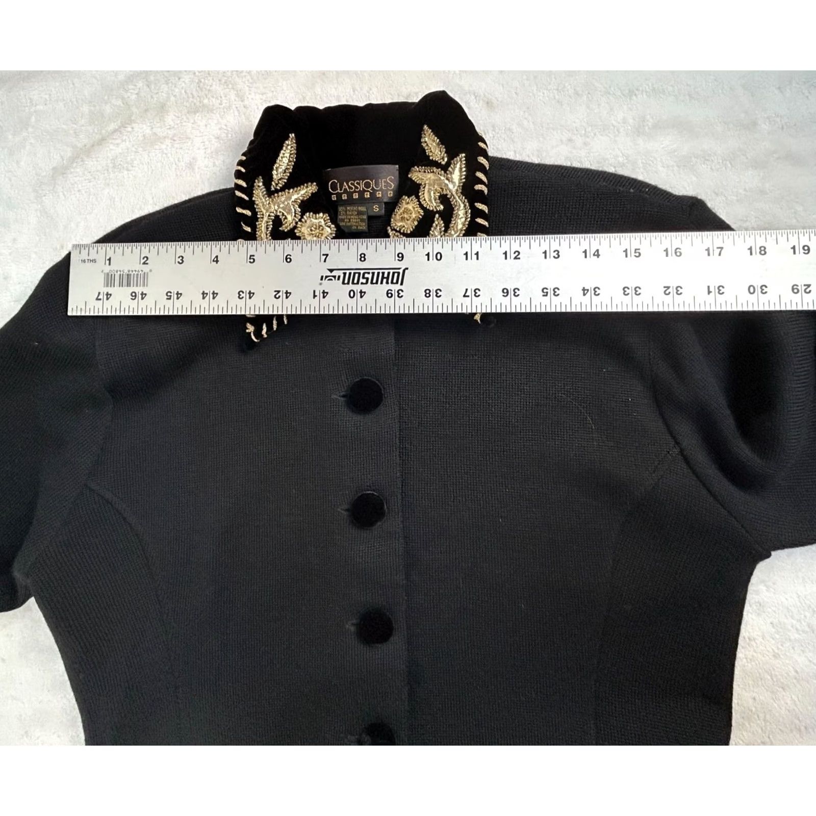 Vintage VINTAGE Classiques Entier Black Gold Embellished Wool Blend Cropped Jacket Small Women’s Jacket Size S / US 4 / IT 40 - 5 Thumbnail