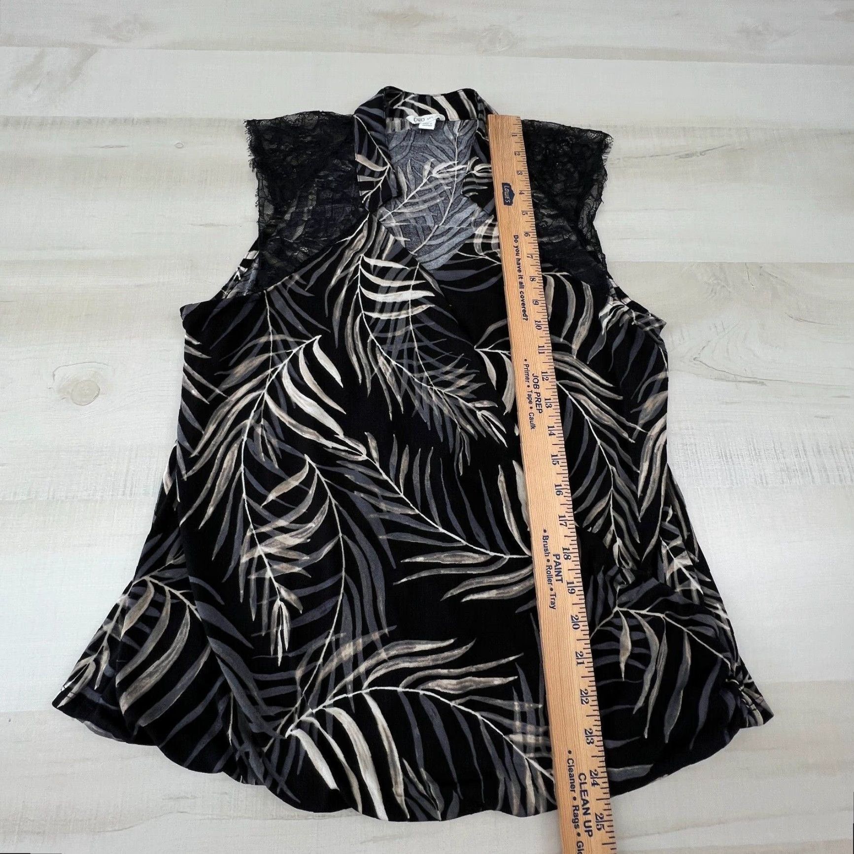 Vintage Cato Women's Large Black Sleeveless V Neck Lace Top Blouse Casual Flowy Size L / US 10 / IT 46 - 6 Thumbnail