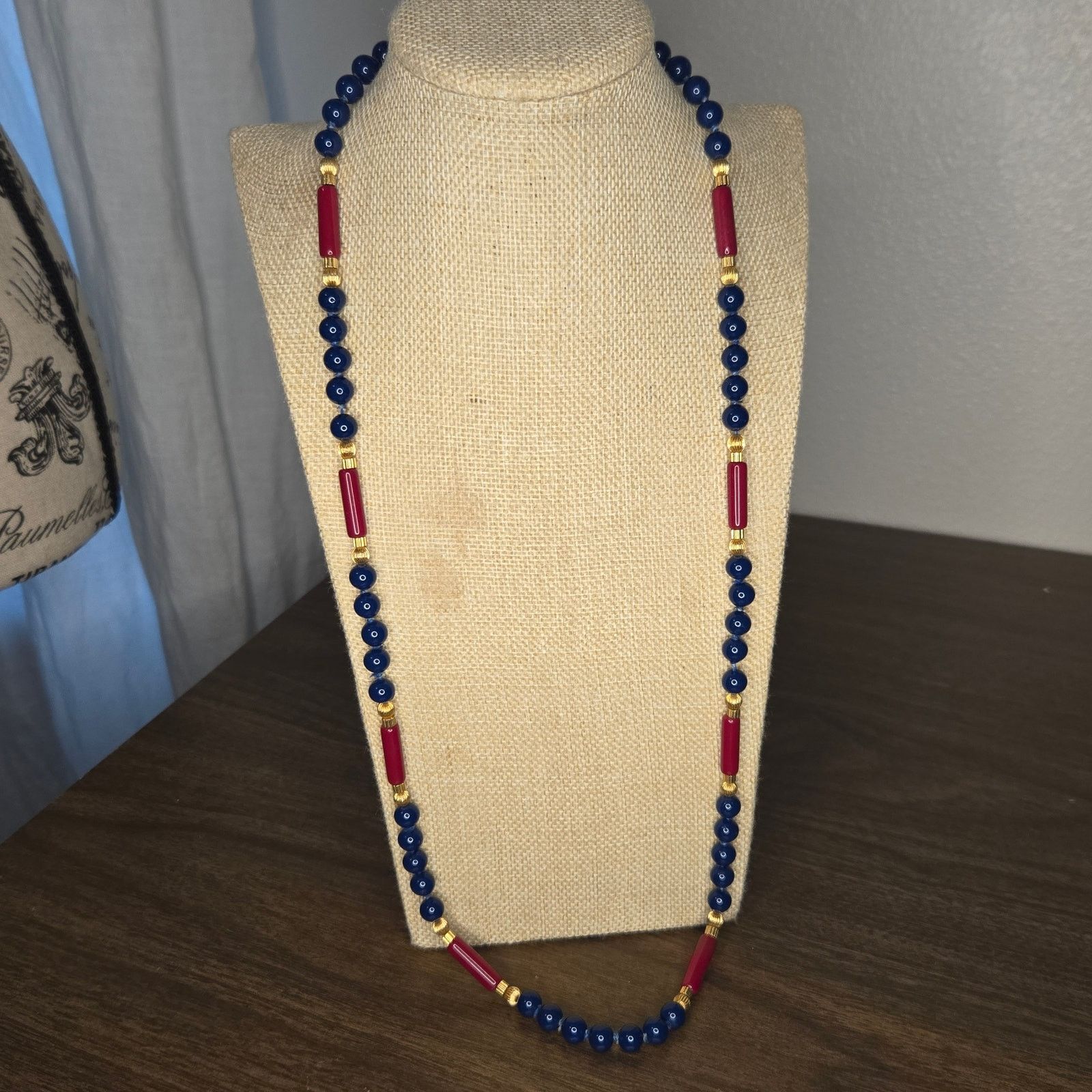 Vintage Vintage Bead Necklace - Blue & Red Glass Size ONE SIZE - 8 Thumbnail