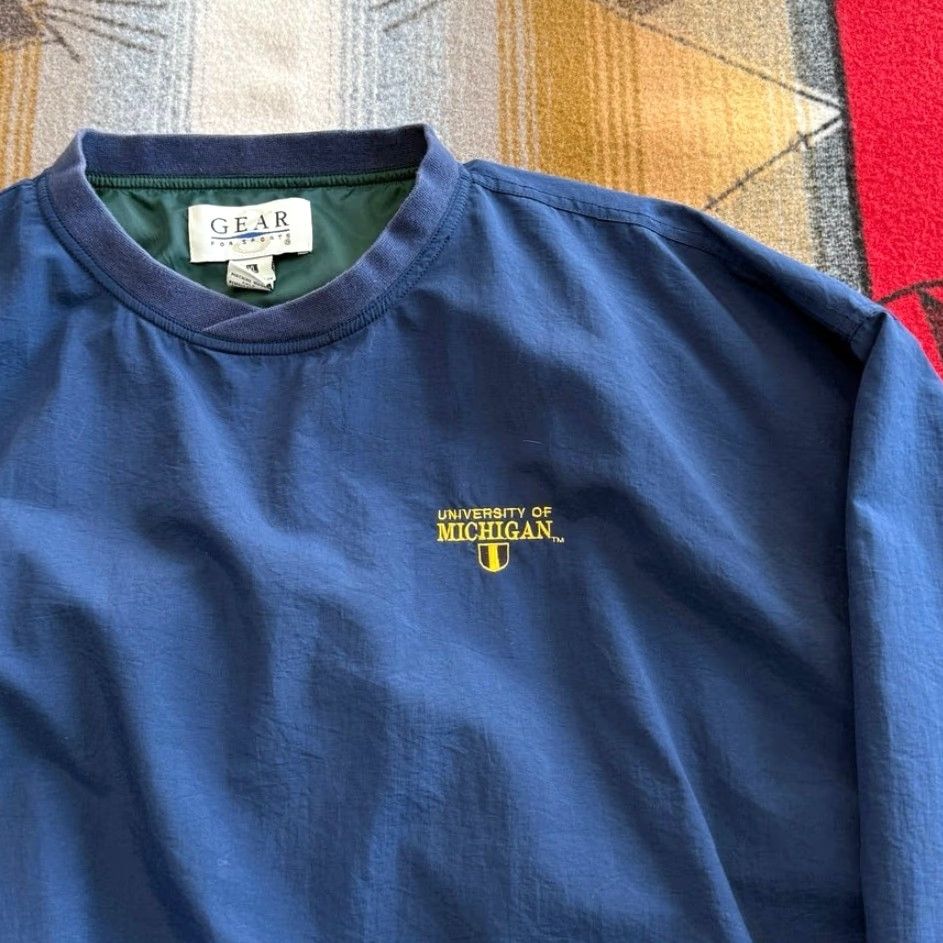 Vintage VINTAGE University Of Michigan Embroidered Pullover Windbreaker Jacket XL Men Blue Gear for Sports 90s College Sport Windbreaker Size US XL / EU 56 / 4 - 2 Thumbnail