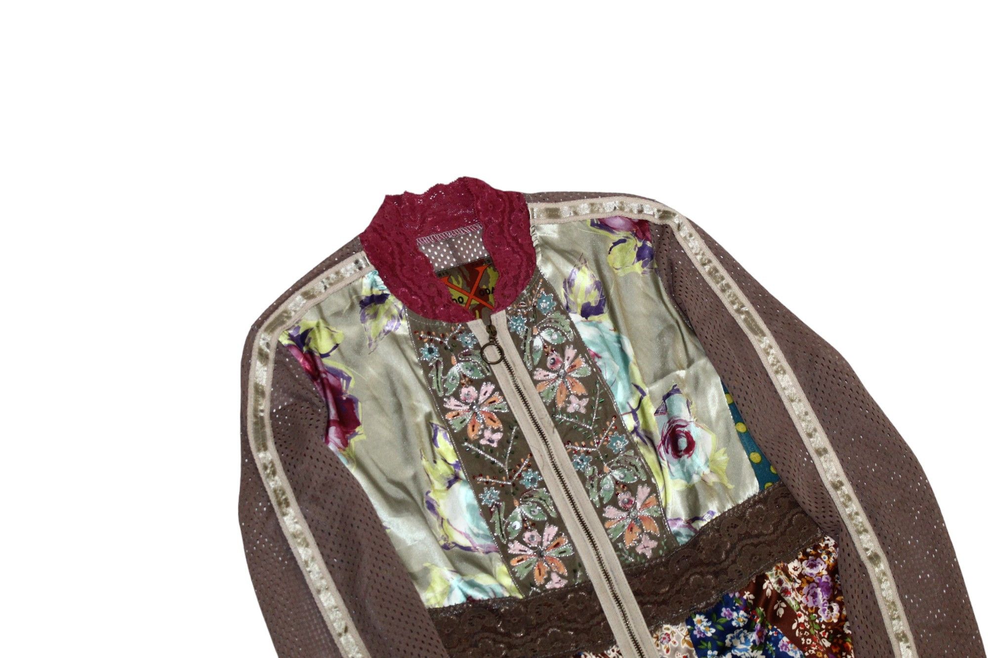 Beauty Beast 🔥🔥90s WOOXOOM Paris Baroque Floral Lace Mesh Zip Jacket Size M / US 6-8 / IT 42-44 - 8 Thumbnail