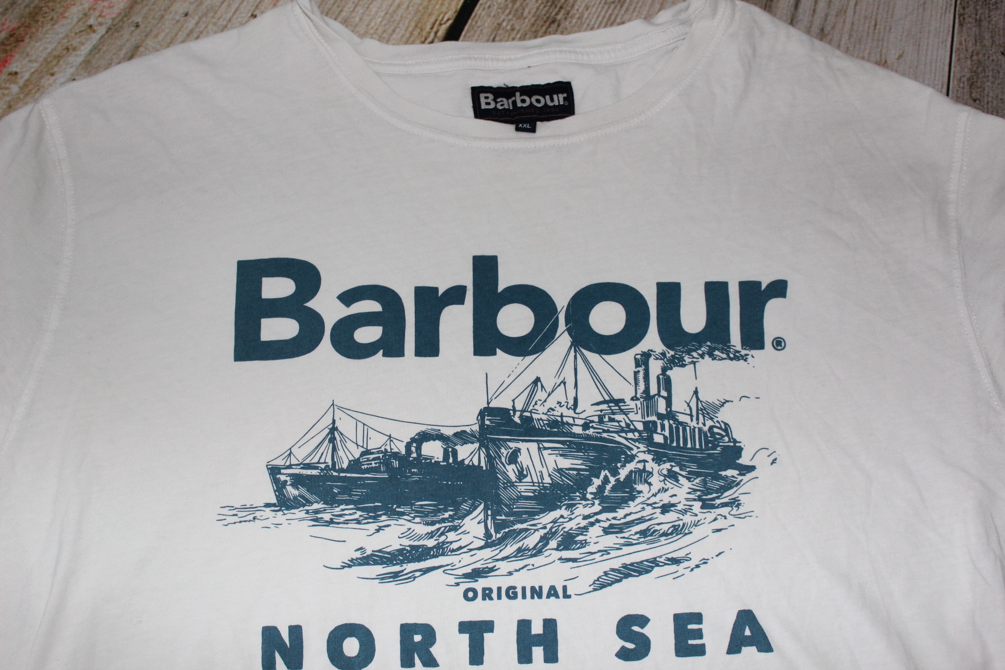 Barbour Men's Barbour Big Logo White T-Shirt Top Size US XXL / EU 58 / 5 - 6 Thumbnail
