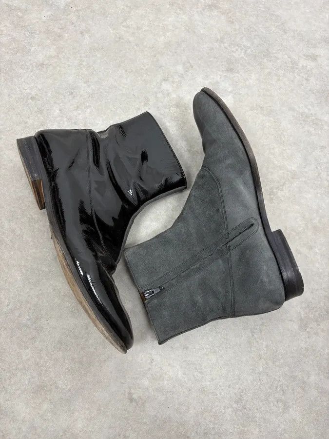 Maison Margiela Maison Margiela Black & Grey Patent Leather Hybrid Boots Size US 10 / EU 43 - 6 Thumbnail