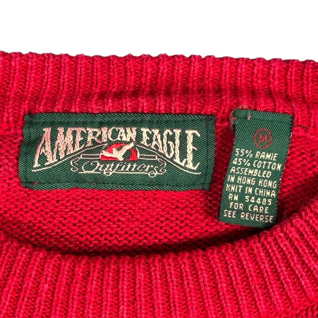 American Eagle Outfitters VINTAGE American Eagle Outfitters Shirt Mens Medium Red Cotton Blend Knit 90s Pullover Crew Neck Long Sleeve Size US M / EU 48-50 / 2 - 4 Thumbnail