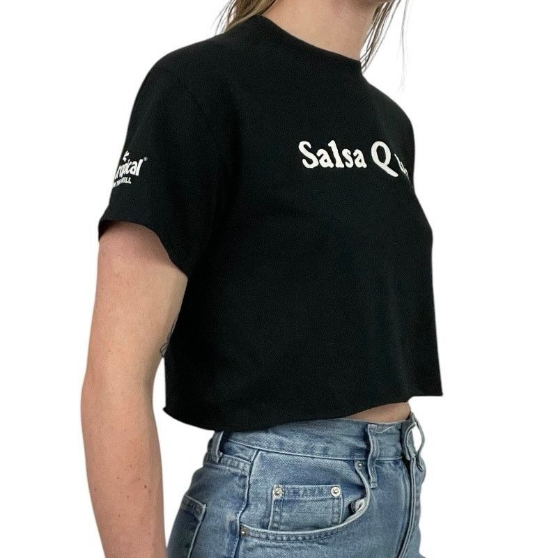 Gildan Salsa Queen Cropped Black Short Sleeve Graphic Tee Size S / US 4 / IT 40 - 3 Thumbnail