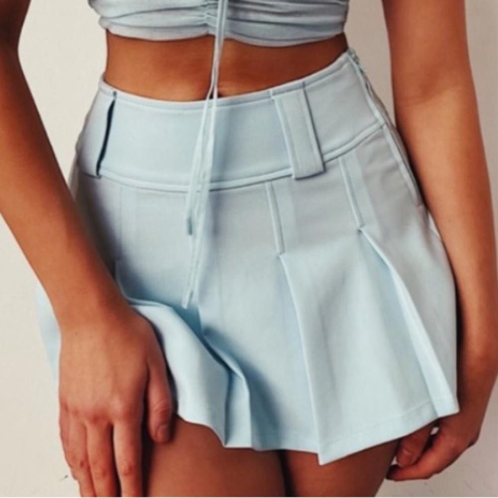 Designer I.AM.GIA. I Light Blue Pleated Mini Skirt Medium Size 32" / US 10 / IT 46 - 7 Thumbnail