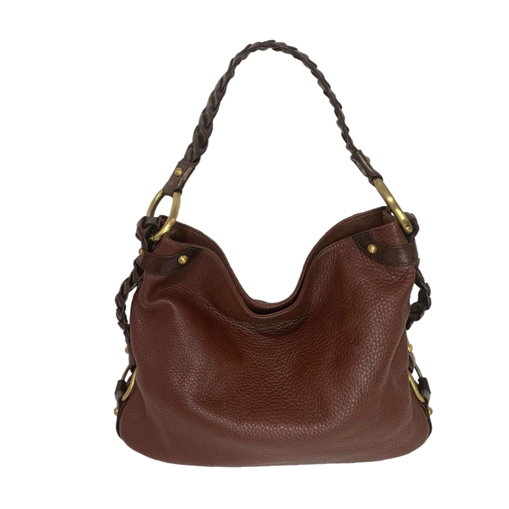 Vintage Borsetta Milano Brown Pebbled Leather Braided Strap Handbag Women Leather Bag 14" x 11" x 3.5" 6" Strap Drop Size ONE SIZE - 3 Thumbnail