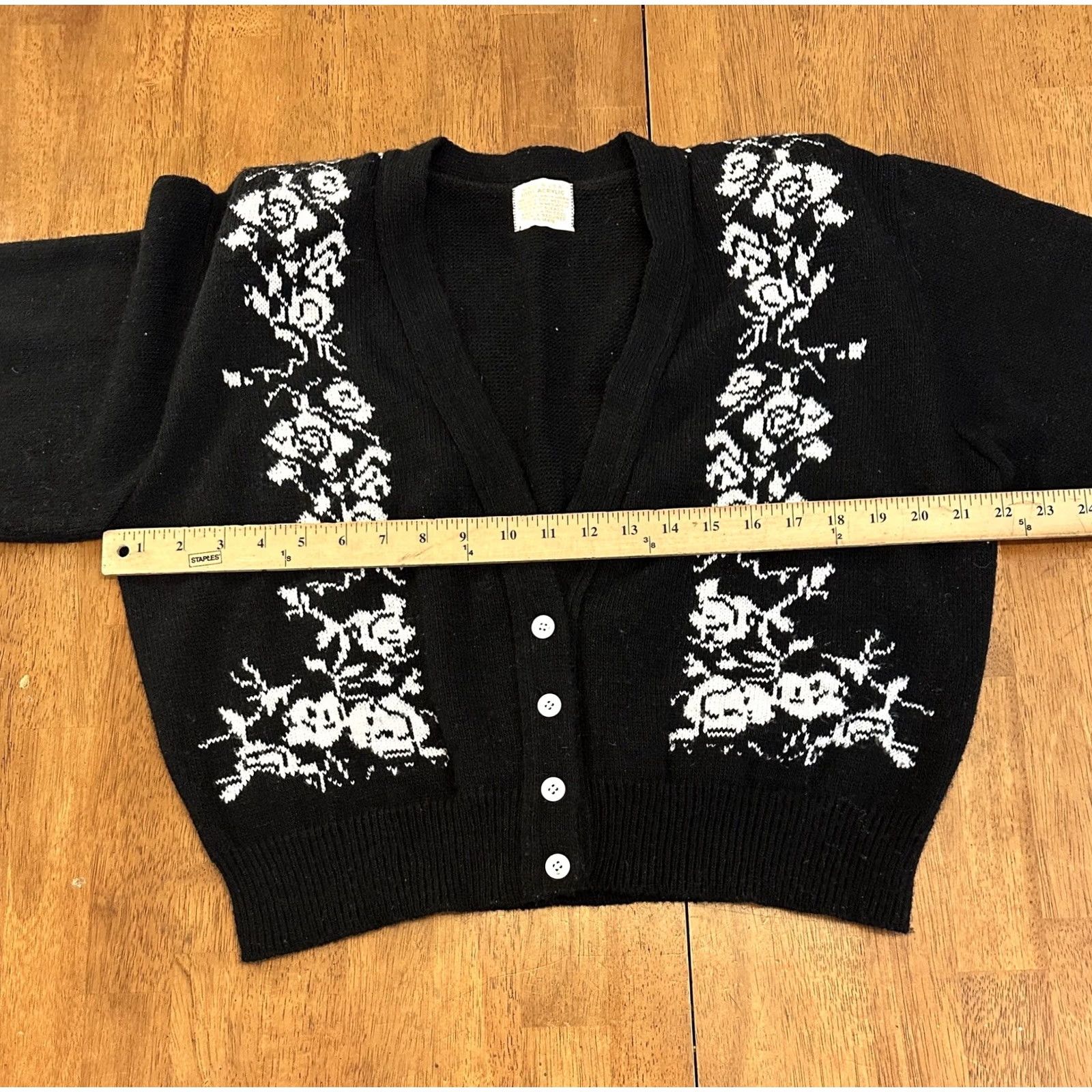 Vintage VINTAGE Womens XL Black Acrylic Cardigan Sweater Teacher 80s Size XL / US 12-14 / IT 48-50 - 5 Thumbnail