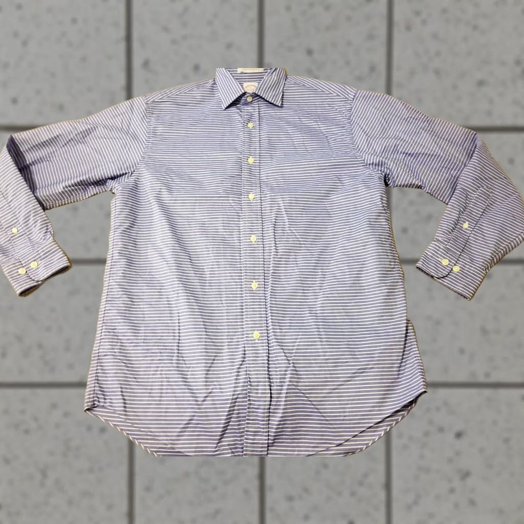 Brooks Brothers Brooks Brothers Dress Shirt M Medium Blue Button Cotton Mens Size 40R - 1 Thumbnail