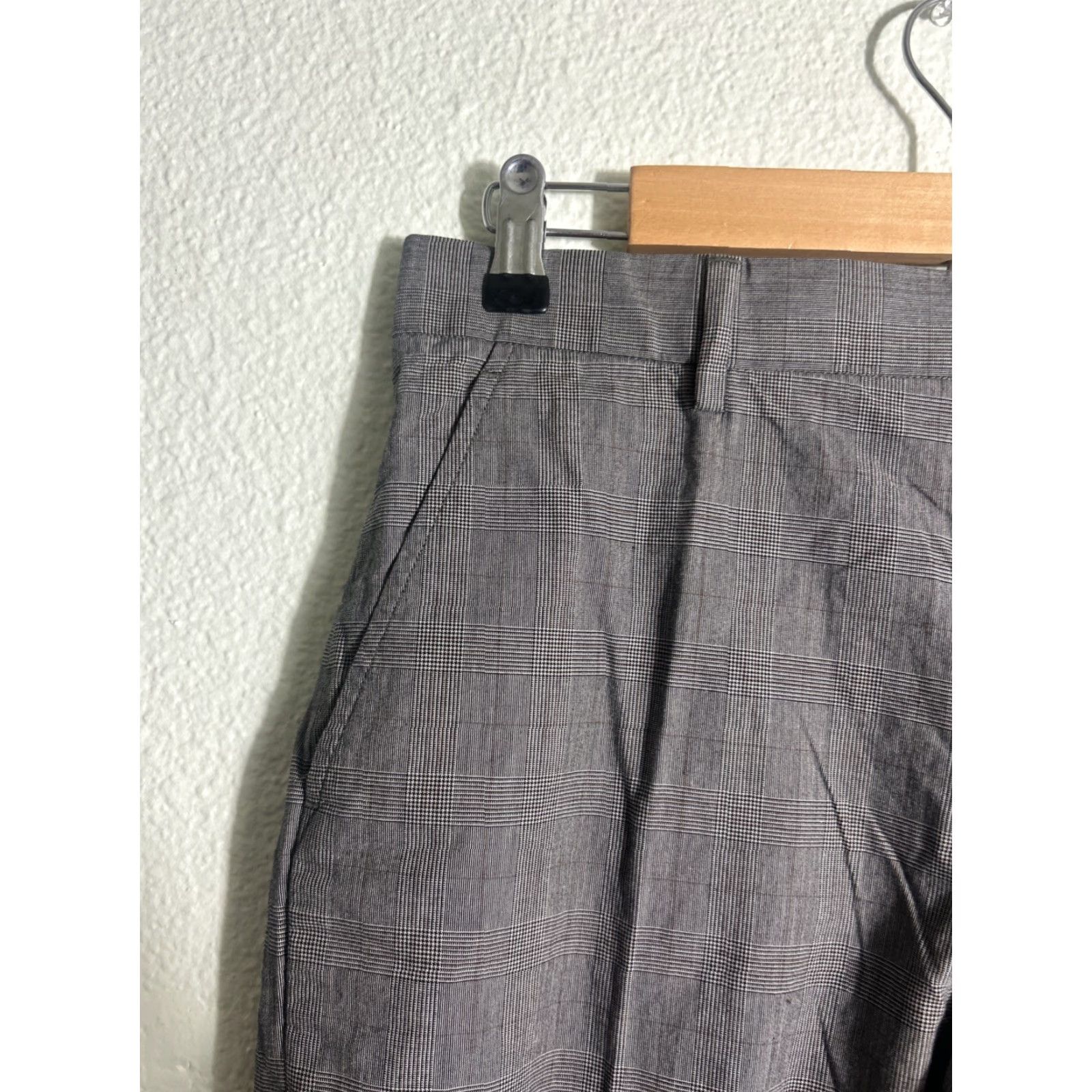 Banana Republic VINTAGE Banana Republic Cotton Gray Plaid Womens Dress Pants 29x26 Size 29" - 4 Thumbnail