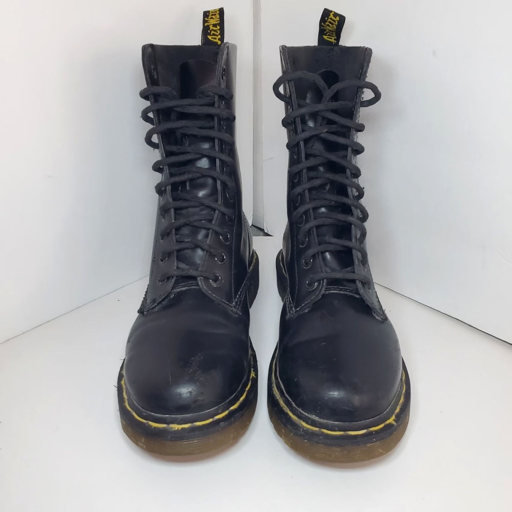 Dr. Martens Dr. Martens 1490 Smooth Leather 10 Eye Combat Boots Black Sz M6/W7 Womens Casual Leather 10 Eye Hole Grunge Punk 90s Band Army Moto Shoes Size US 7 / IT 37 - 5 Thumbnail