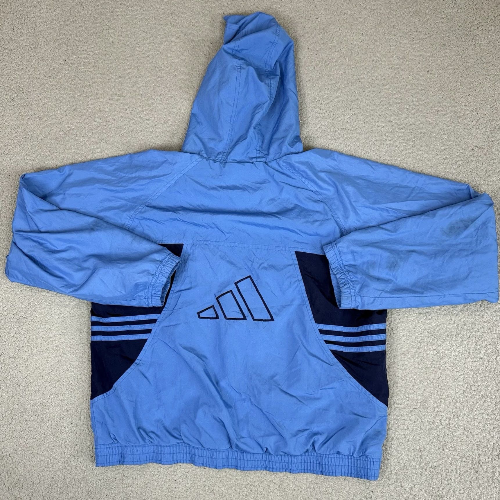 Adidas VINTAGE adidas Jacket Mens M Blue Trefoil Embroidered Windbreaker Zip 00s Soccer Sports Full Zip Lined All Seasons Narrow to Windbreaker Size US M / EU 48-50 / 2 - 6 Thumbnail