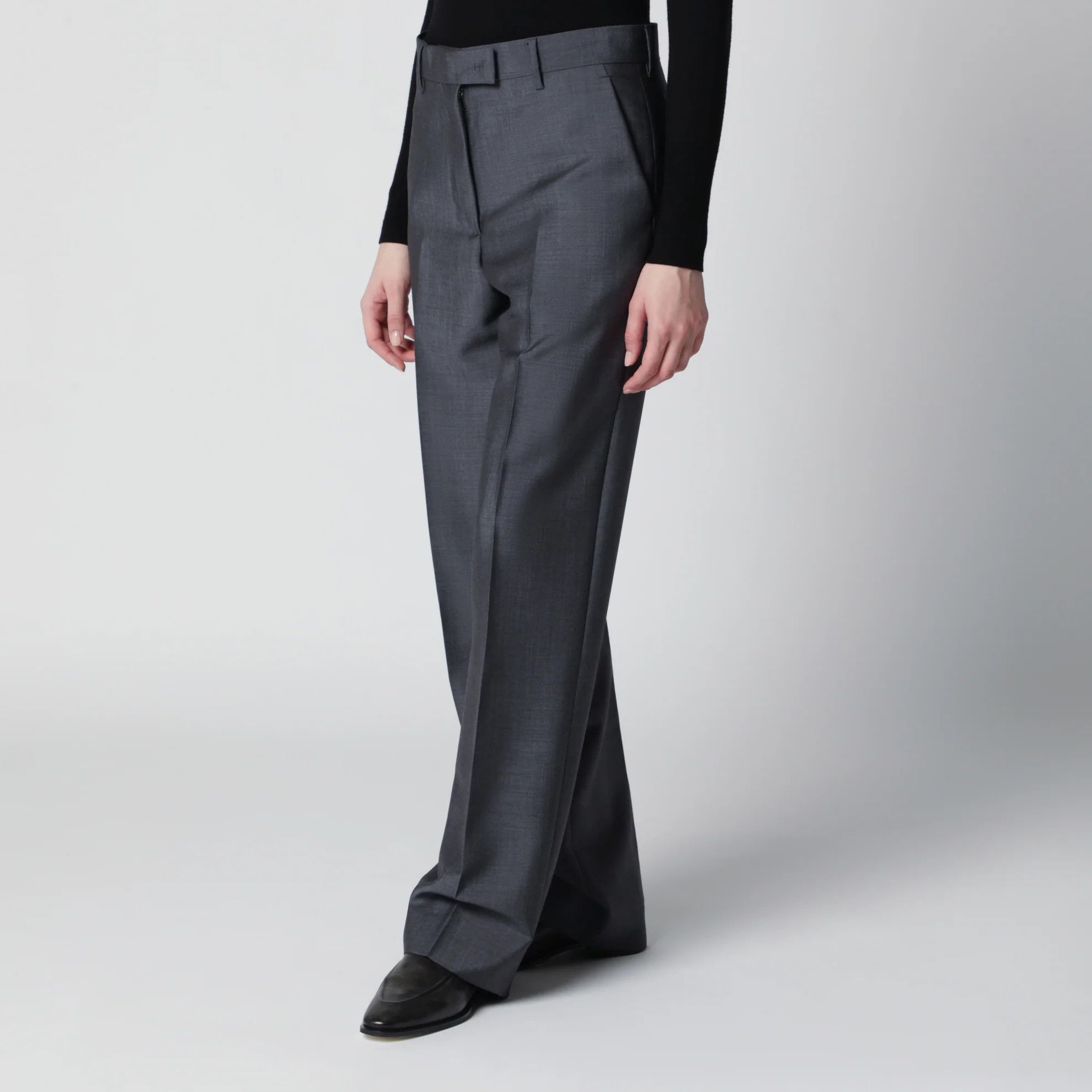 Miu Miu o1d2blof0426 Wool-Blend Pants in Gray Size 28" / US 6 / IT 42 - 3 Thumbnail