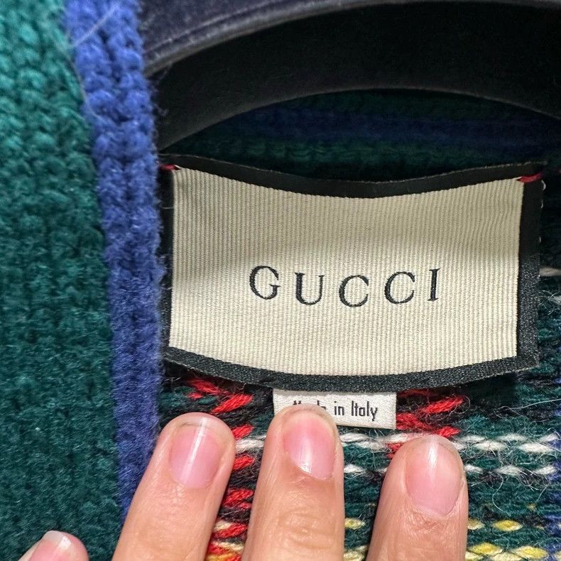 Gucci Gucci Dark green striped embroidered cardigan jacket 2501-N Size US L / EU 52-54 / 3 - 3 Thumbnail