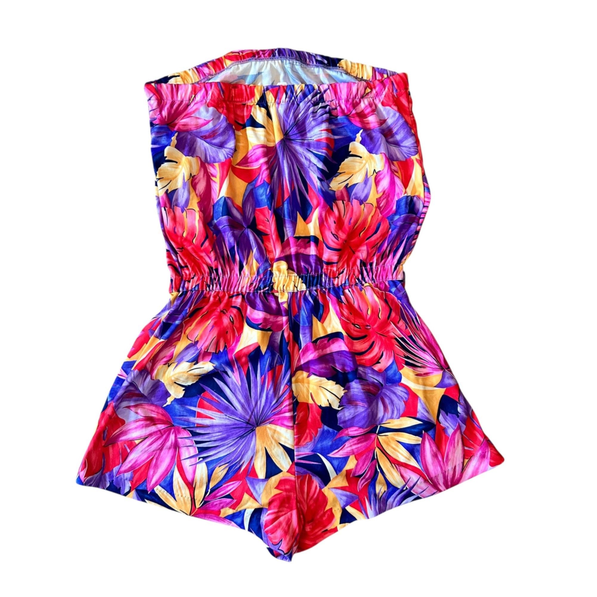 Vintage Vintage Granada Vibrant Tropical Palm Leaf Strapless Romper Size M / US 6-8 / IT 42-44 - 6 Thumbnail