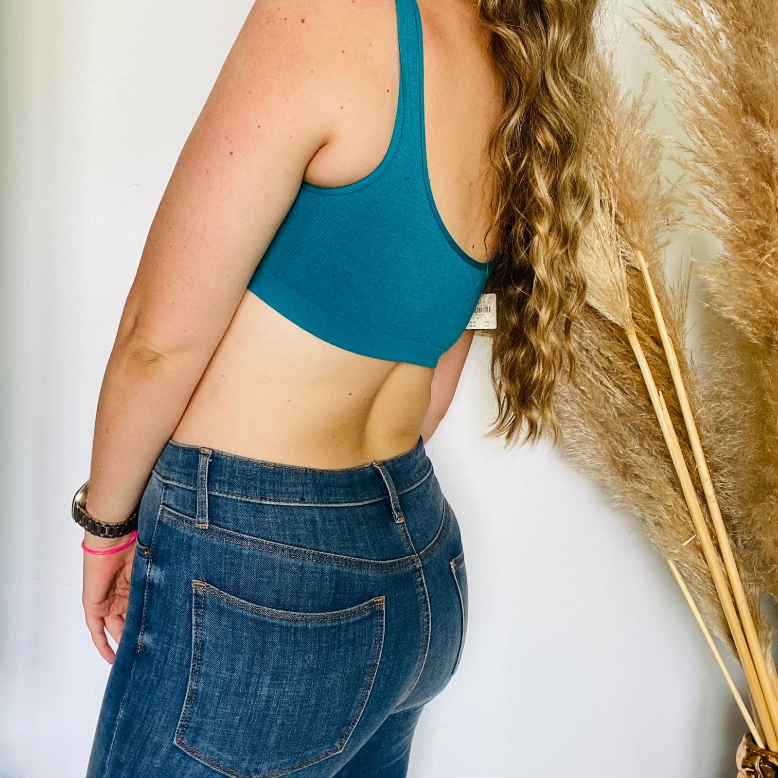 Anthropologie NEW ANTHROPOLOGIE. Blue Aqua Turquoise Ribbed Scoop Bralette Size M / US 6-8 / IT 42-44 - 3 Thumbnail
