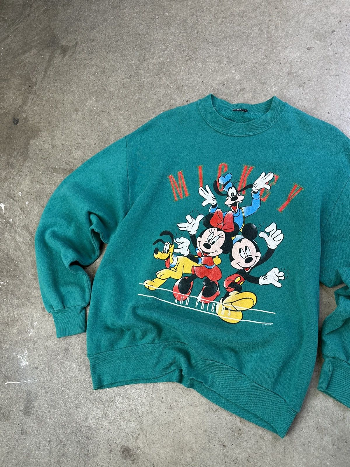 Mickey Mouse × Vintage 90s Mickey Crewneck Vintage Disney California Medium Teal Size US M / EU 48-50 / 2 - 2 Thumbnail