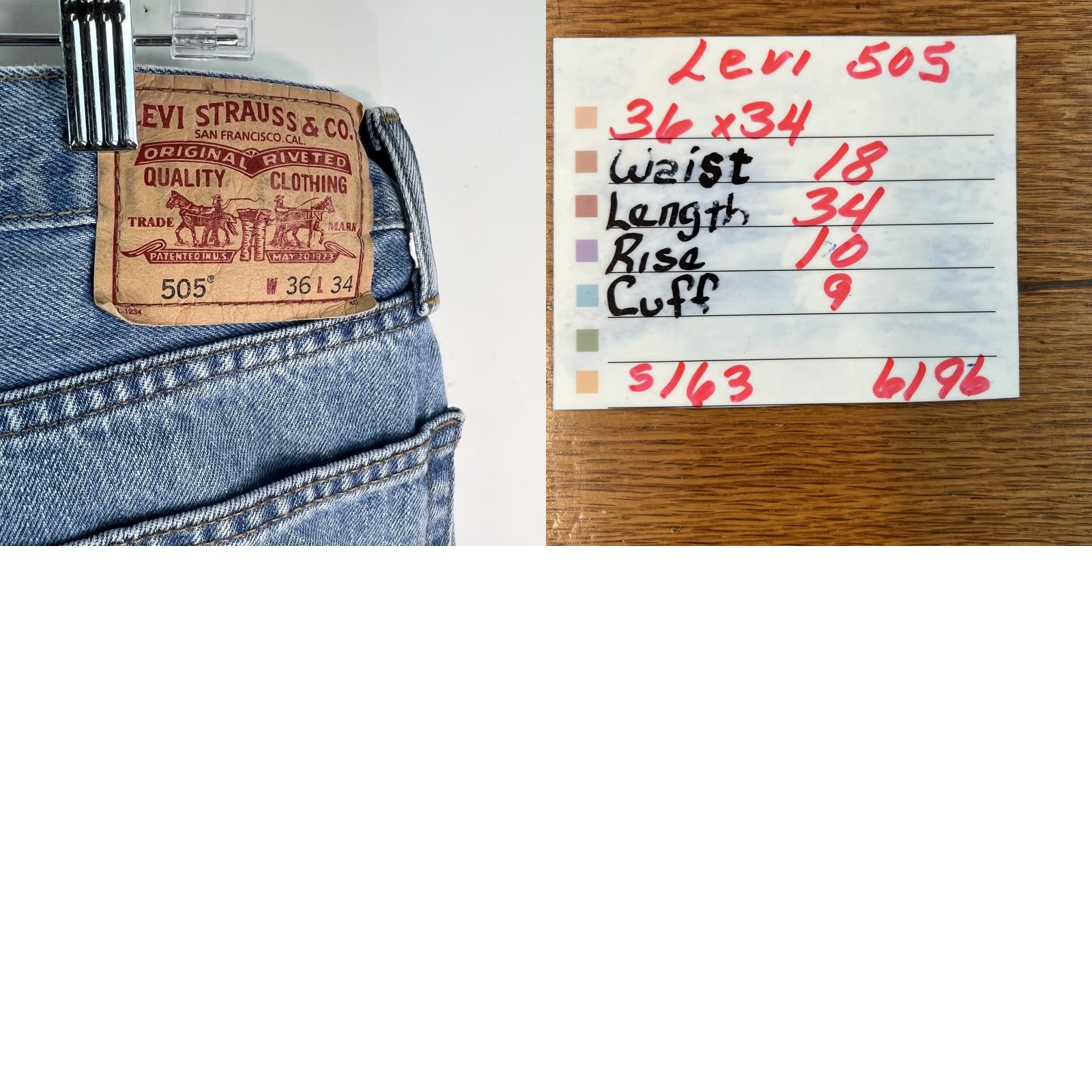 Levi's Levi's 505 Jeans Mens Regular Blue Denim Straight Leg 36x34 Mid Rise 5-Pocket Pockets Denim Cotton Blend Button Zipper 36 Mens Size US 36 / EU 52 - 8 Thumbnail