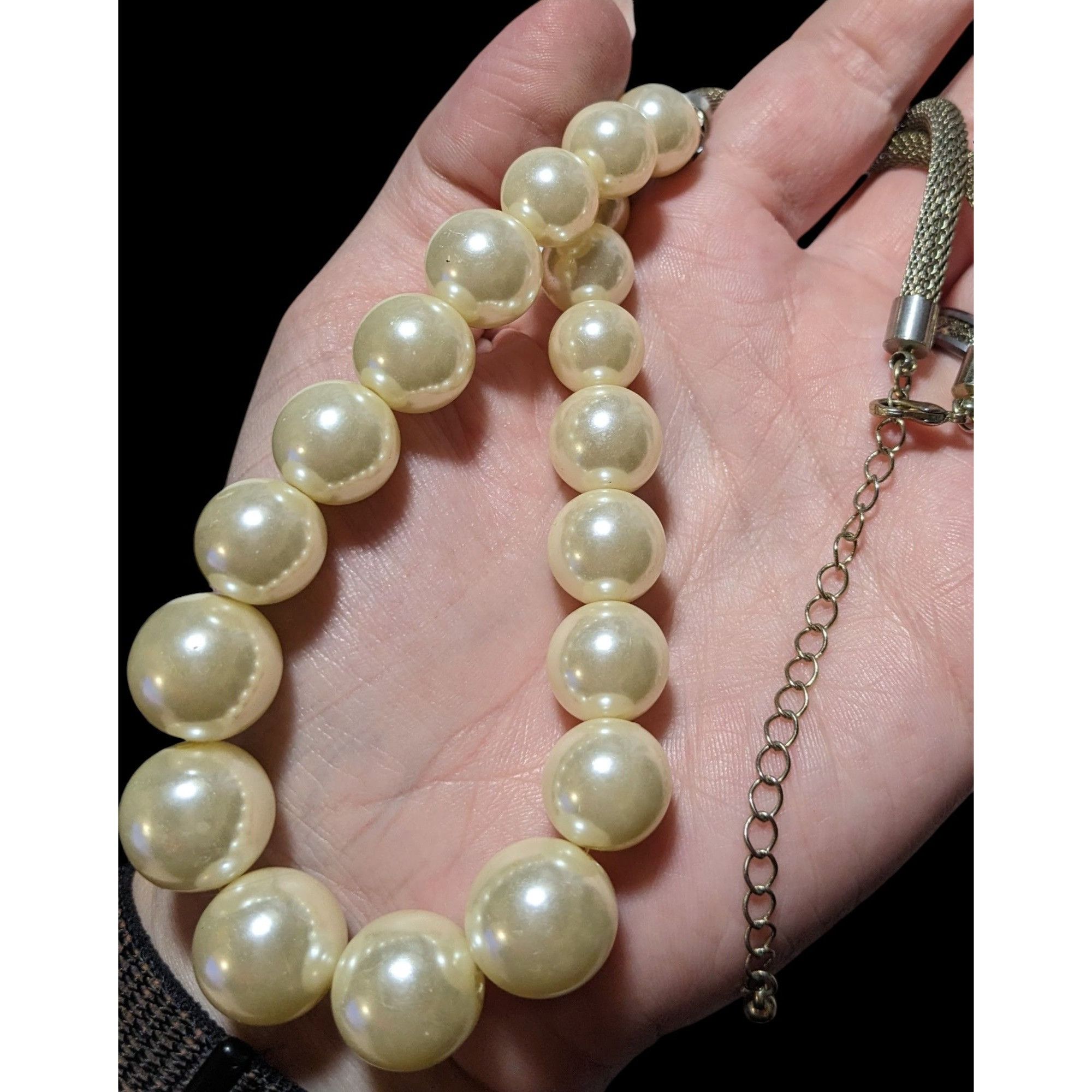 Other Vintage Retro Mesh Tube Faux Pearl Necklace Size ONE SIZE - 4 Thumbnail