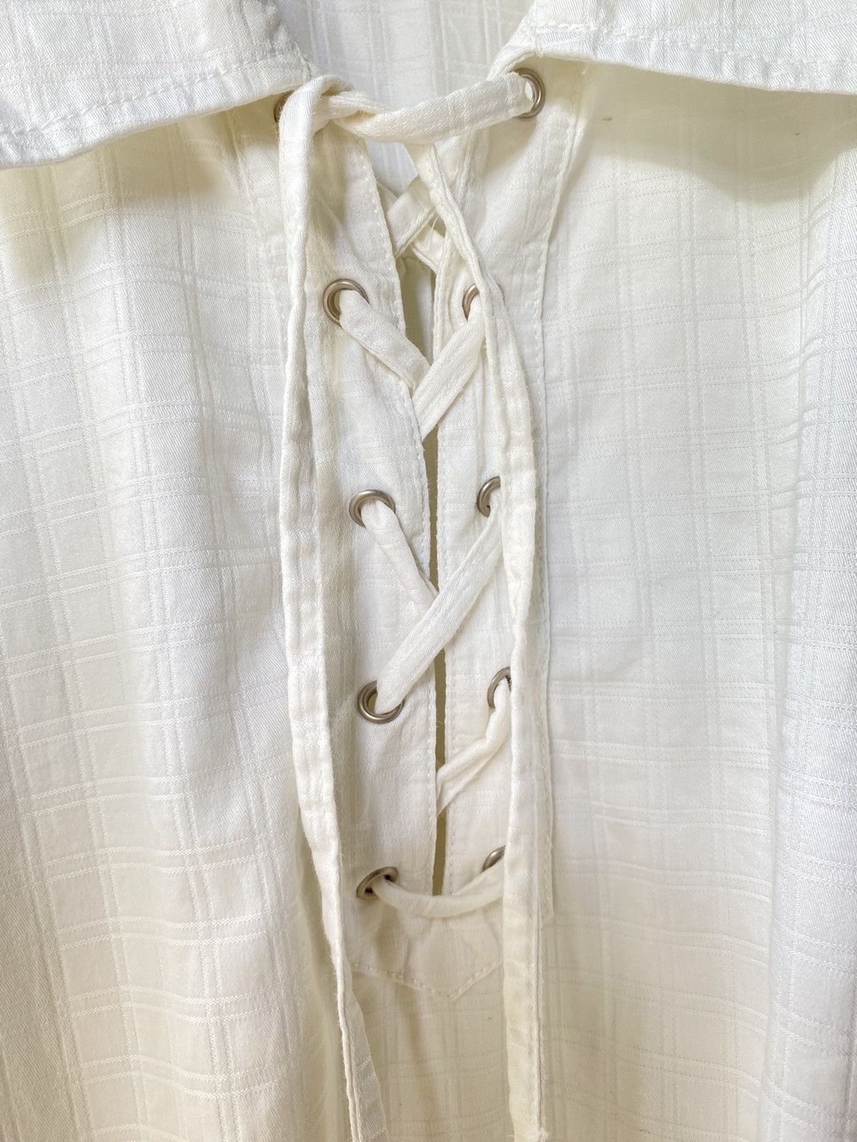 Designer × Japanese Brand ALLIX DESIGN White Checkered Lace-Up Shirt Size US L / EU 52-54 / 3 - 11 Thumbnail