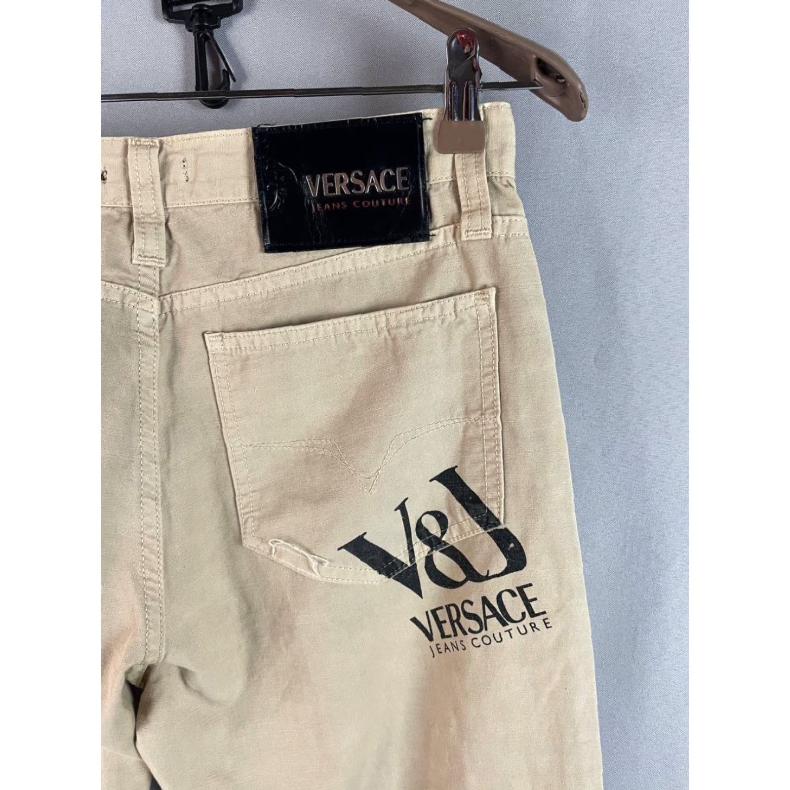 Versace Jeans Couture Versace Jeans Couture Jeans Beige 26" 31" Inseam 5-Pocket Regular Fit Womens L Cotton Denim Button Zip Straight Leg Belt Loop Fly Button Size 36" / US 14 / IT 50 - 3 Thumbnail