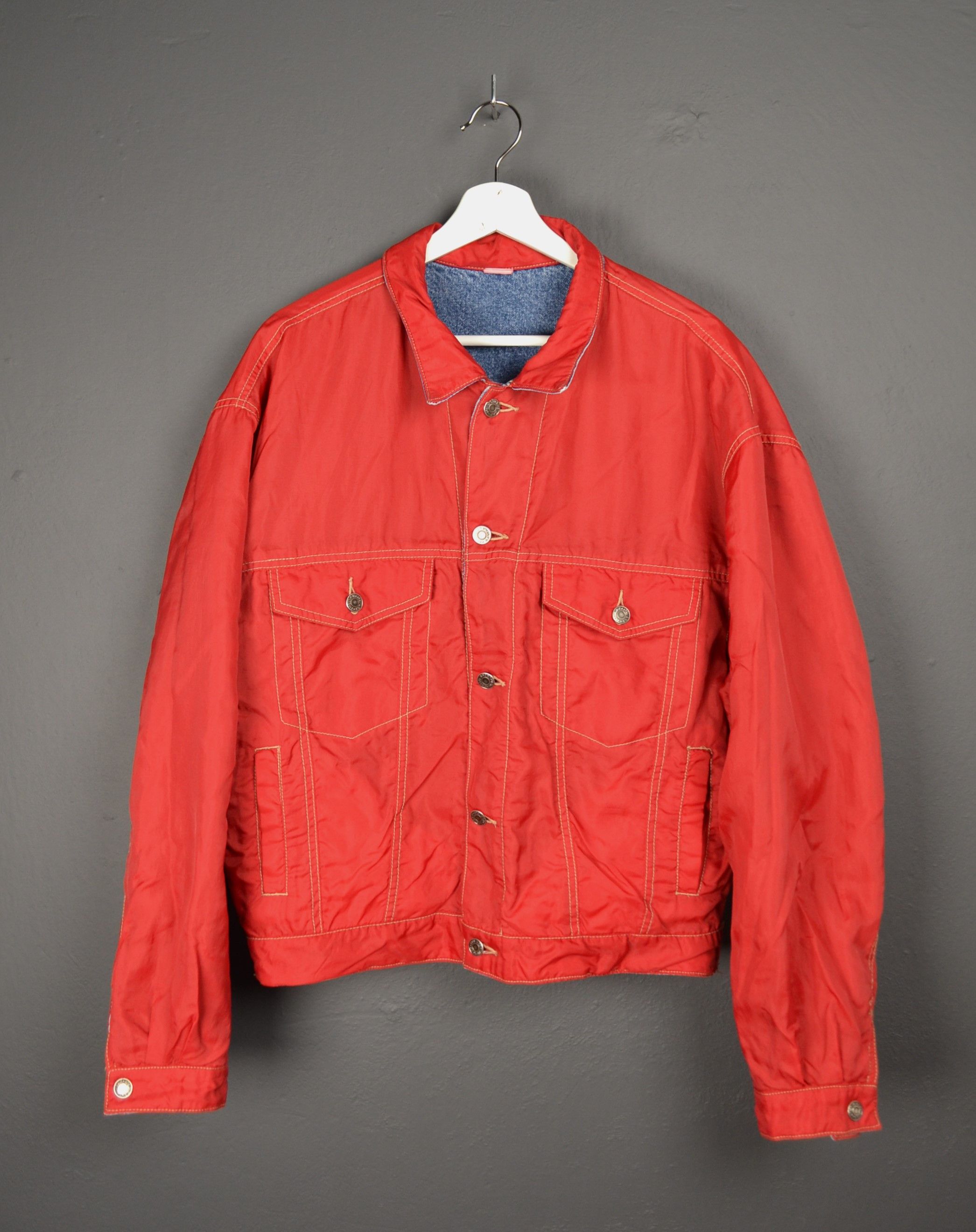 Gap Gap Vintage Reversible Nylon Denim Trucker Jacket Oversize Size US M / EU 48-50 / 2 - 2 Thumbnail