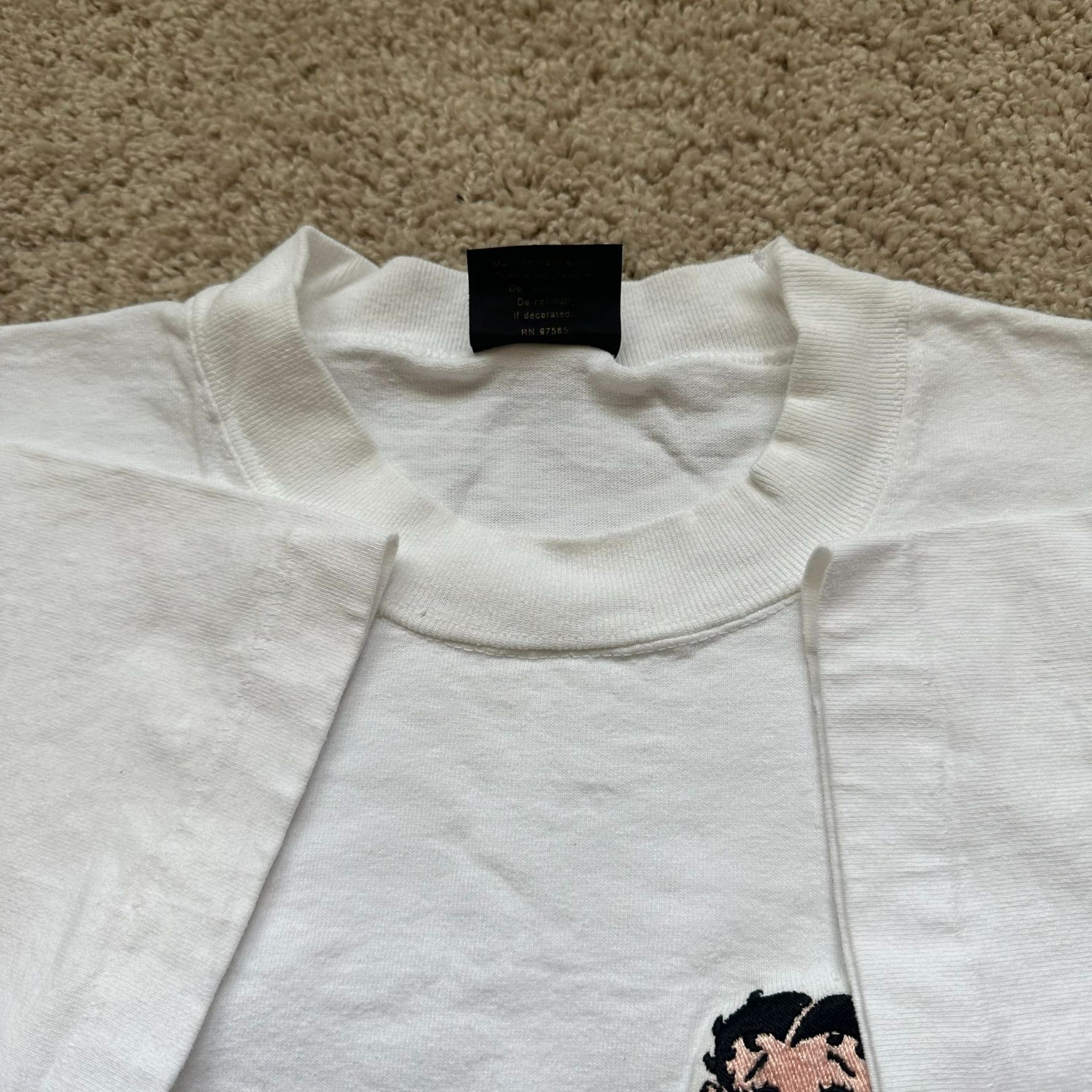Changes Vintage 90s Betty Boop Beach T-Shirt Embroidered Single Stit Size US L / EU 52-54 / 3 - 4 Thumbnail