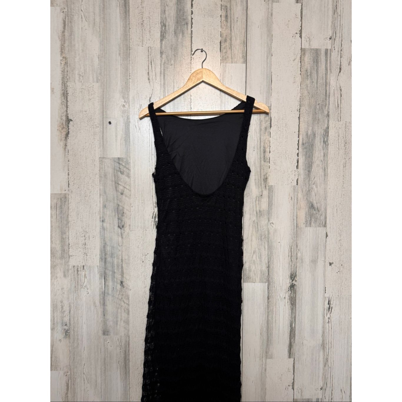 Other Fashion Nova Black Crochet Maxi Dress Women’s Size M – Sheer Overlay, Lined, Sleeveless Size M / US 6-8 / IT 42-44 - 6 Thumbnail