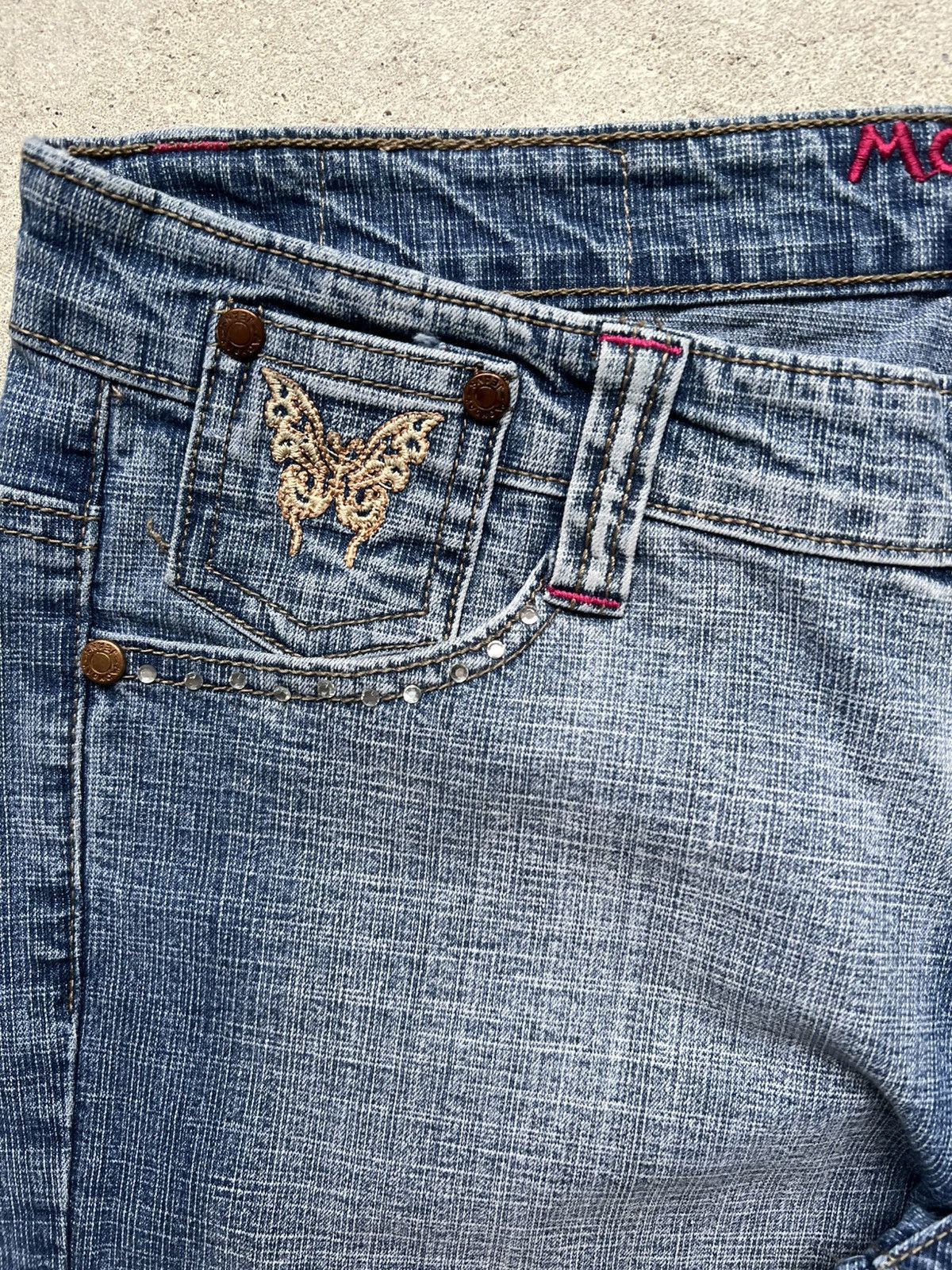 Hysteric Glamour × If Six Was Nine × Le Grande Bleu (L.G.B.) Crazy Y2K flared IfSixWasNine LGB style jeans butterfly Size 27" / US 4 / IT 40 - 9 Thumbnail