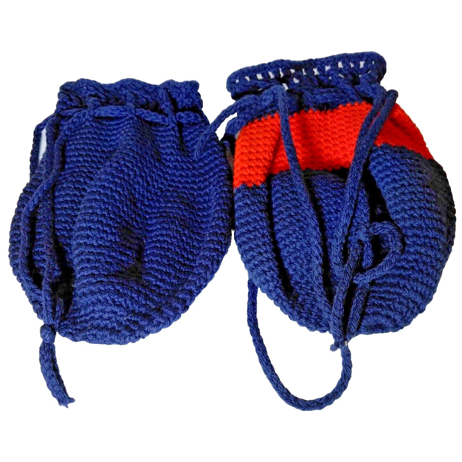 Handmade 2 Handmade Drawstring Crotchet Handbag Navy & Blue! Size ONE SIZE - 1 Thumbnail