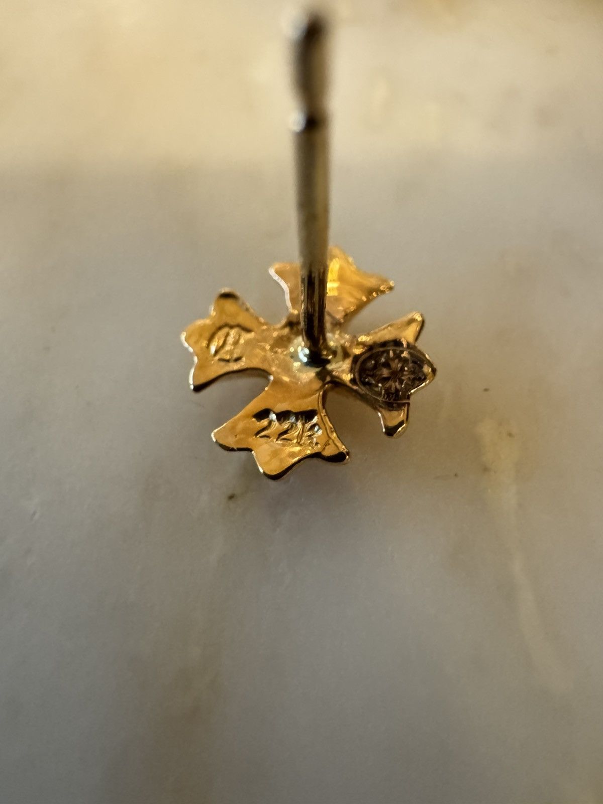 Chrome Hearts Chrome Hearts 22k Yellow Gold Diamond Plus Stud Earring Size ONE SIZE - 4 Thumbnail