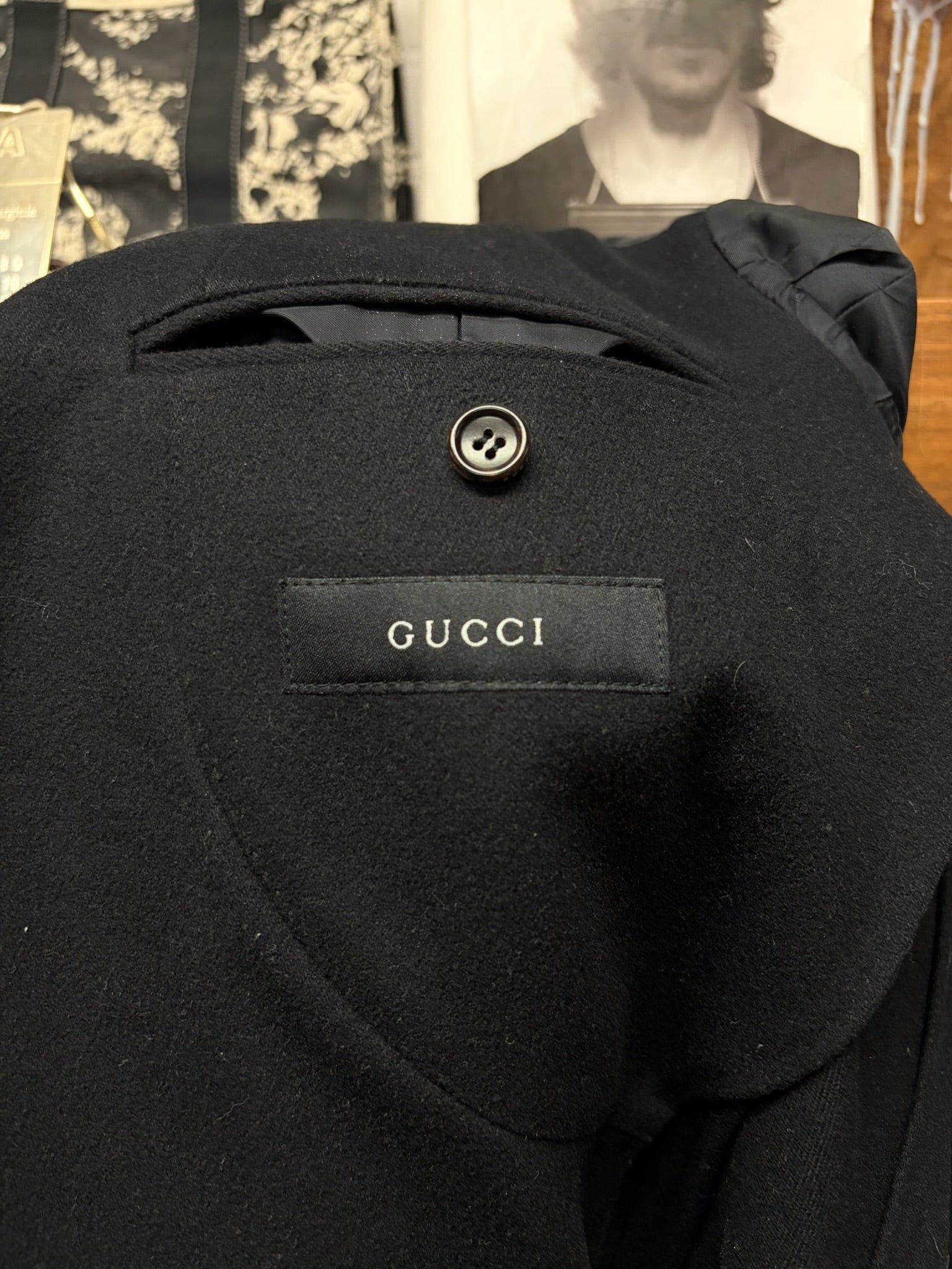 Gucci Vintage Gucci ‘Sharp Lapel’ Black Cotton Tailored Blazer Size 46R - 3 Thumbnail