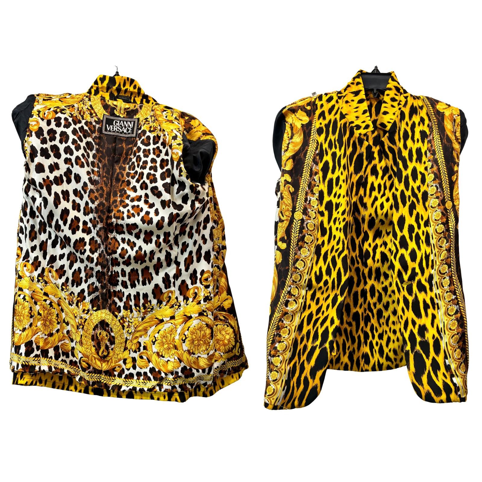 Versace × Vintage Gianni Versace Couture SS1992 Leopard Silk Blazer Size XS / US 0-2 / IT 36-38 - 6 Thumbnail