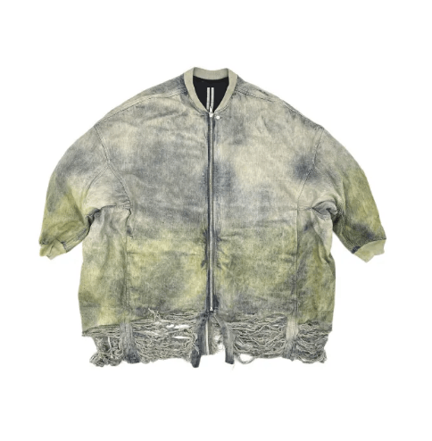 Rick Owens Rick Owens Men's Faded Distressed Long Denim Bomber Jacket Size US XXS / EU 40 - 2 Thumbnail