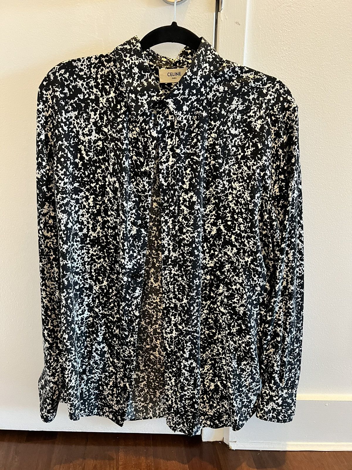 image of Celine Black And White Button Down Top, Men's (Size XS)