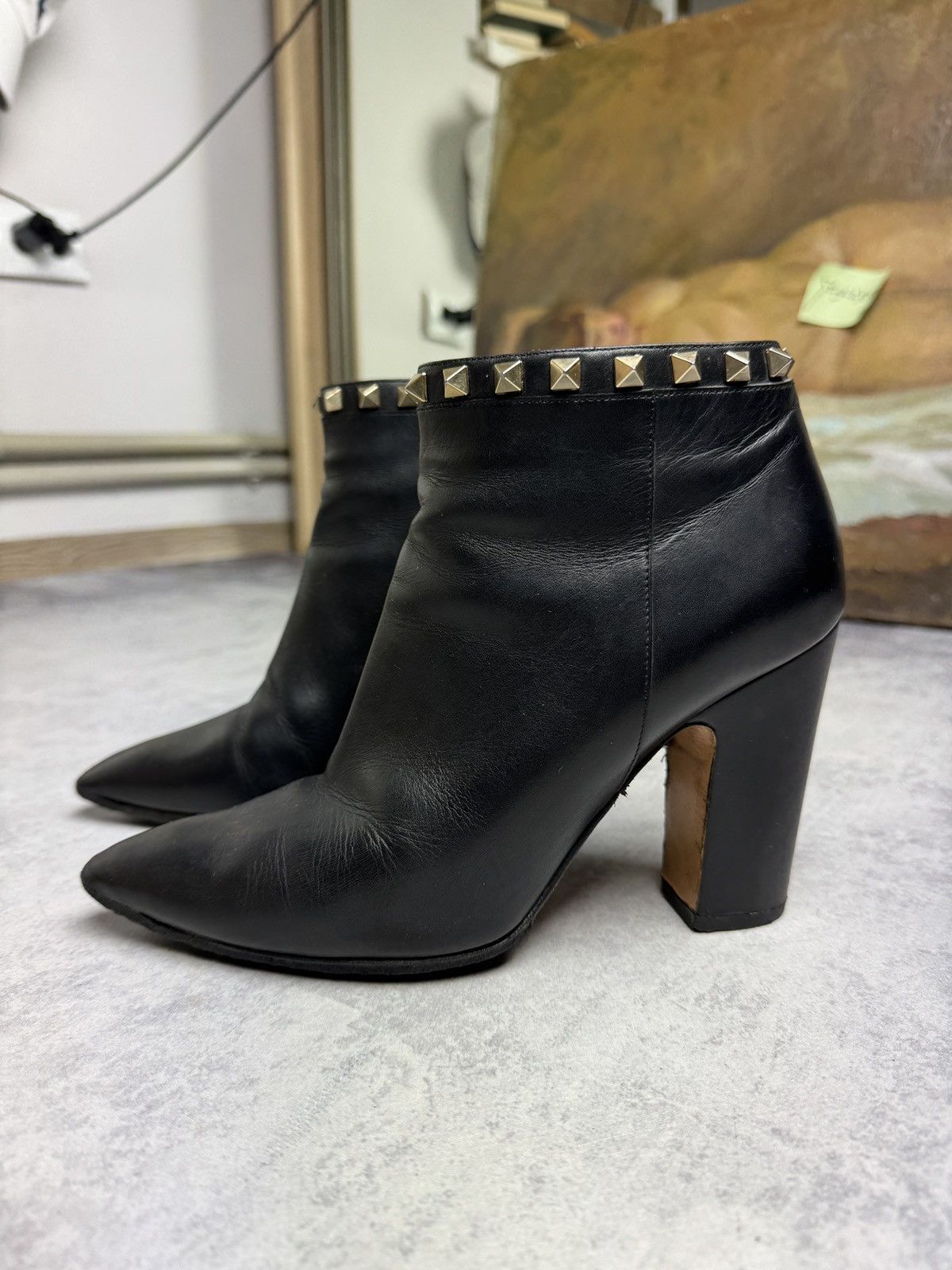 Archival Clothing x Giovanni Valentino Garavani Valentino Luxury Y2K Leather Heel Shoes Boots Bootie in Black, Women's (Size 8.5)