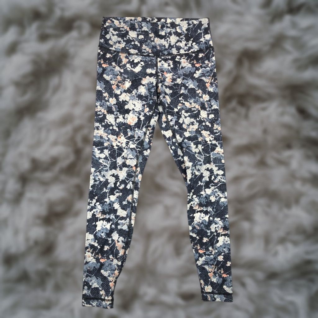 Lululemon Wunder Under High Rise Athletic Yoga Pants Womens 10 Floral Athleisure Pants High Rise Yoga Black 10 Womens (Size 32)