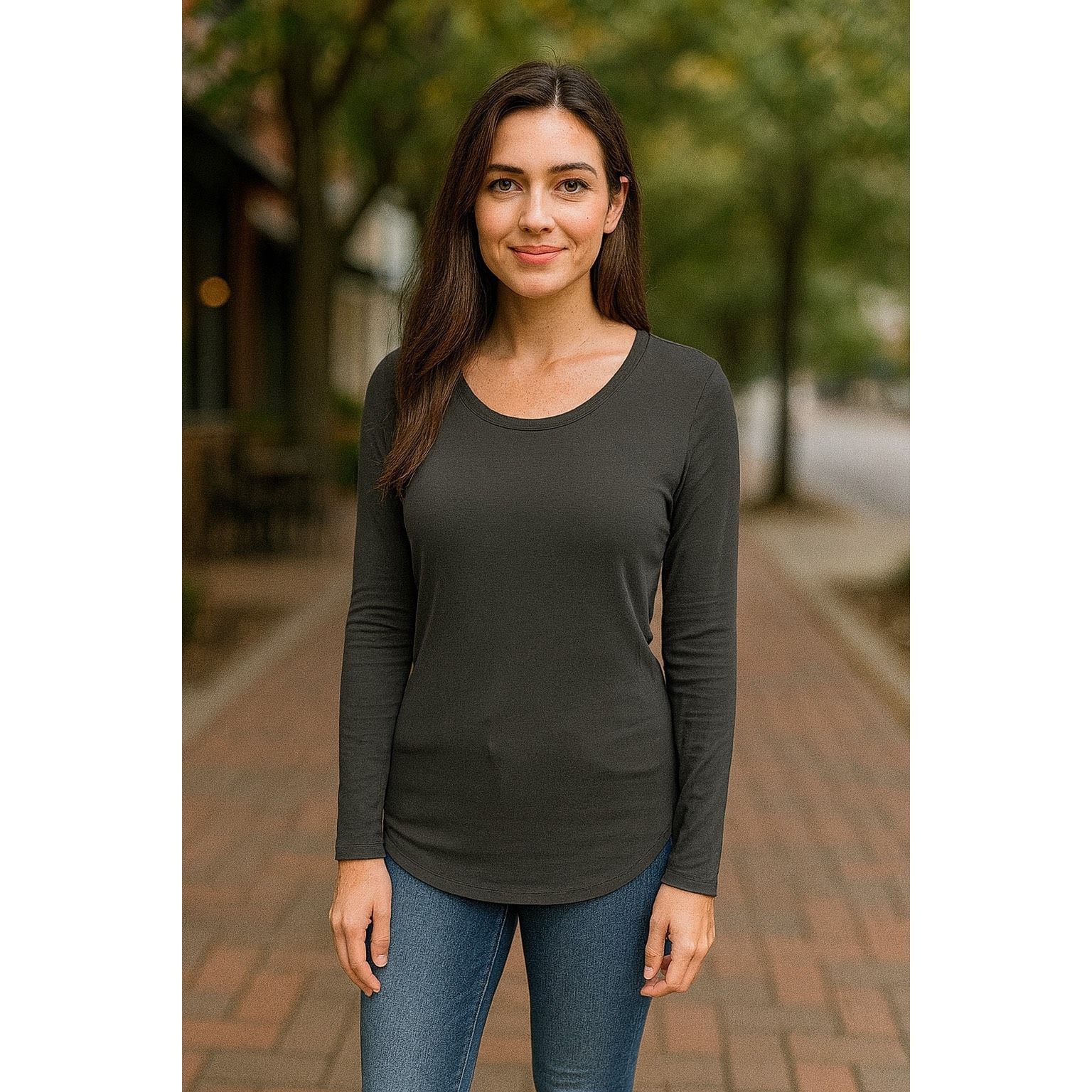 Cherokee Cherokee Women’s Medium Gray Long Sleeve Underscrubs Knit Te Size M / US 6-8 / IT 42-44 - 2 Thumbnail
