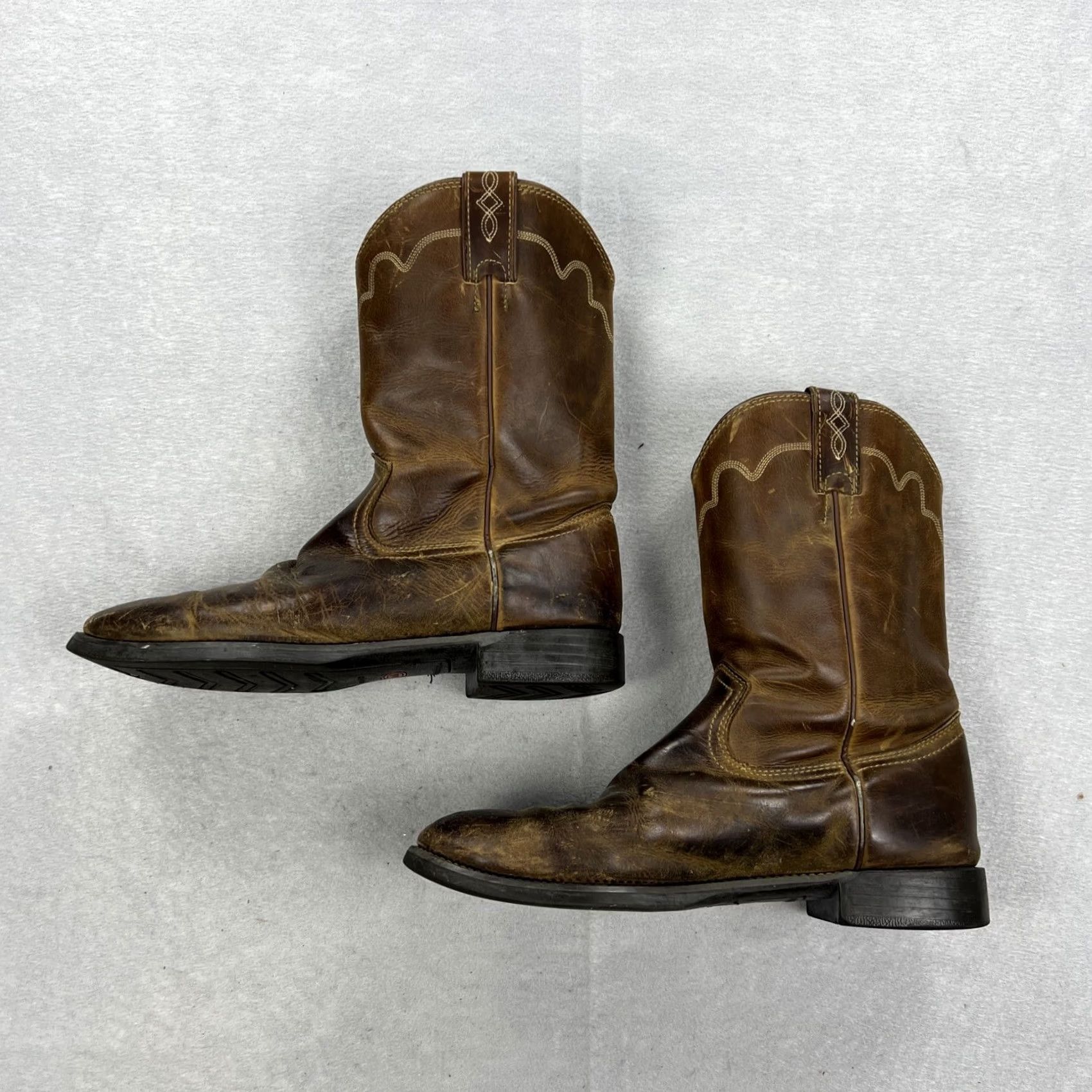 Texas USA Men’s 9.5D Brown Leather Western Ranch Cowboy Boots Oil Resistant Made Resistol Ranch Boots Mens Size 6.5 Brown | Mercari main image 4