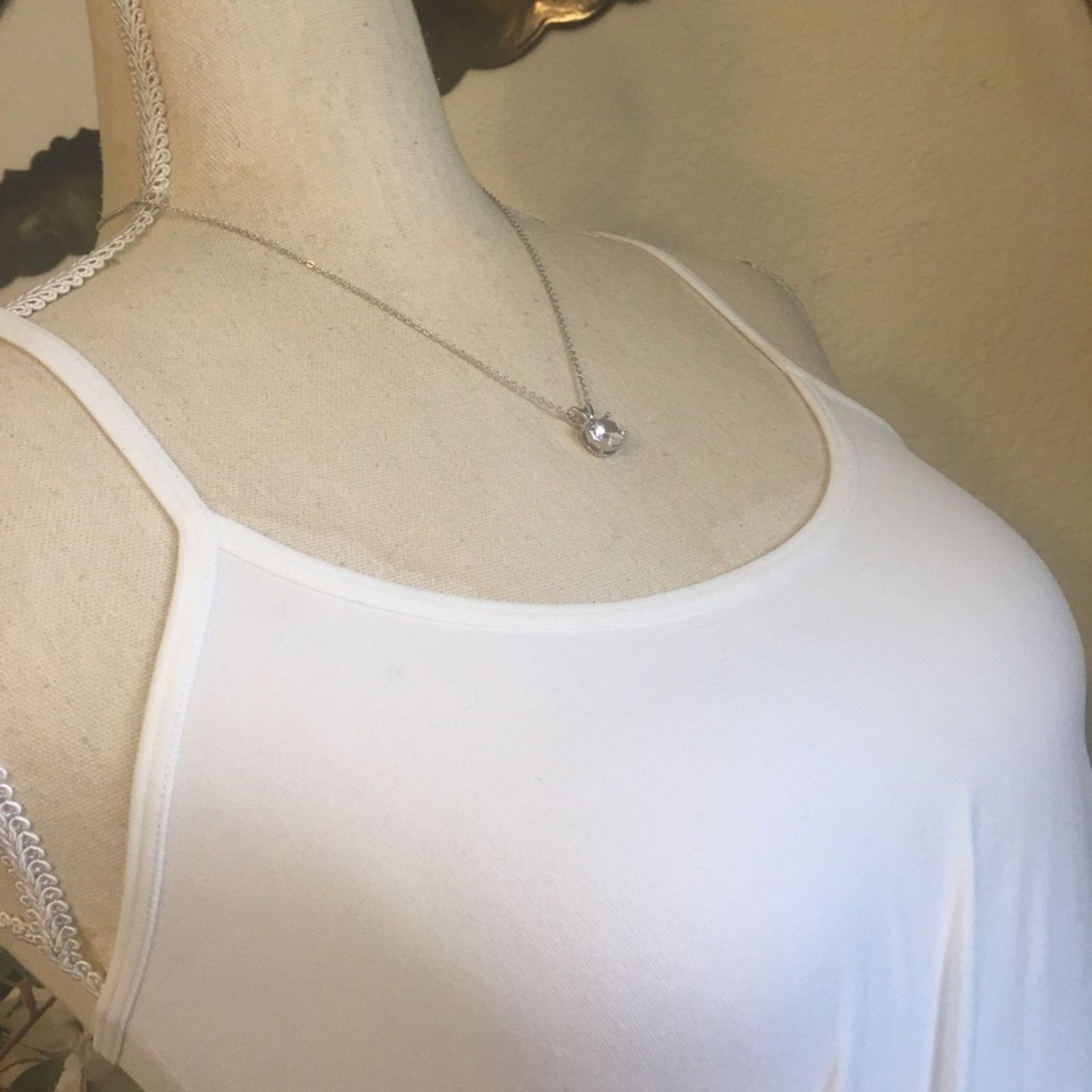 Vintage Vintage 80s round CZ silver plated chain necklace Size ONE SIZE - 2 Thumbnail