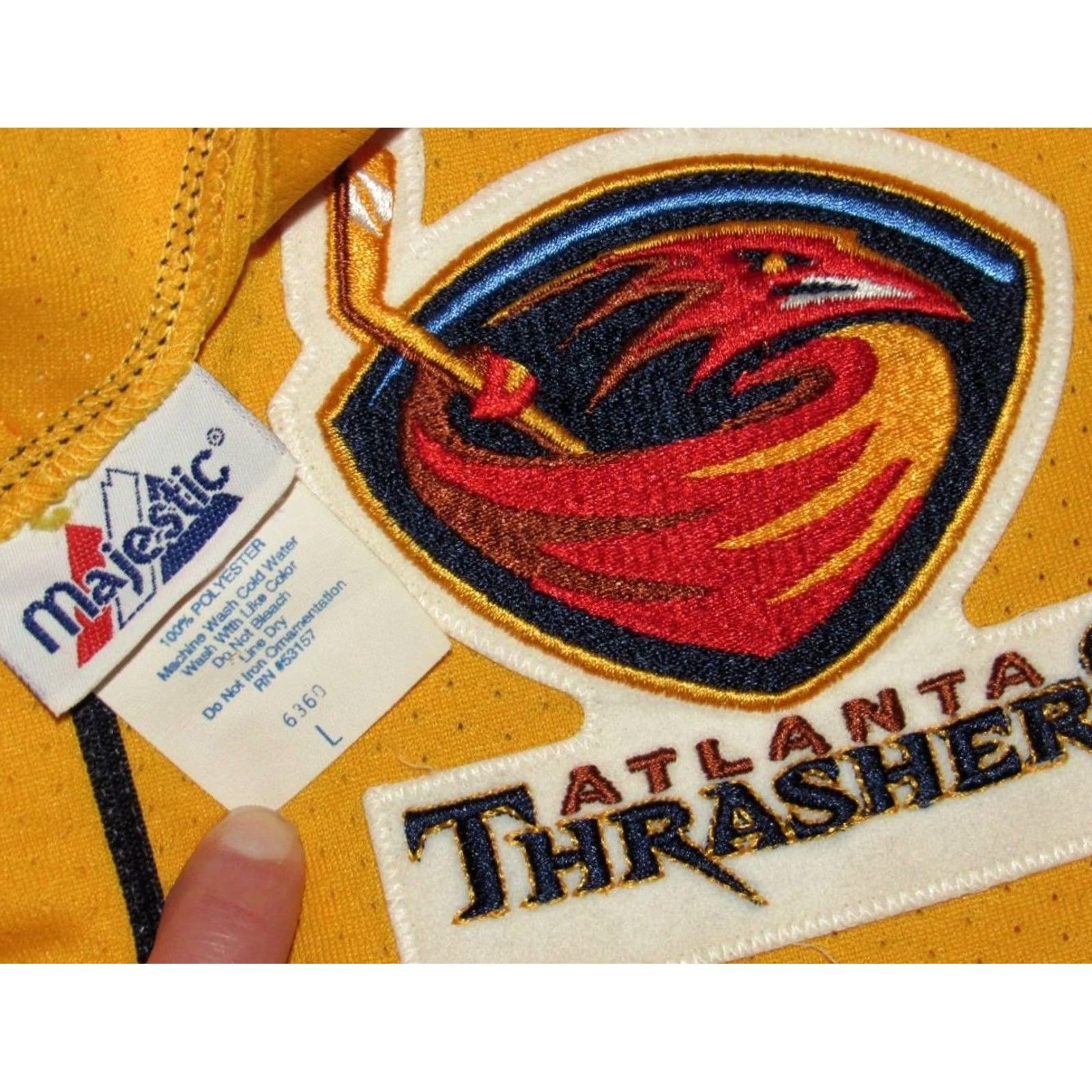 Thrasher Vtg Majestic Atlanta Thrashers Long Sleeve Jersey Shirt Made In USA Large Size US L / EU 52-54 / 3 - 3 Thumbnail