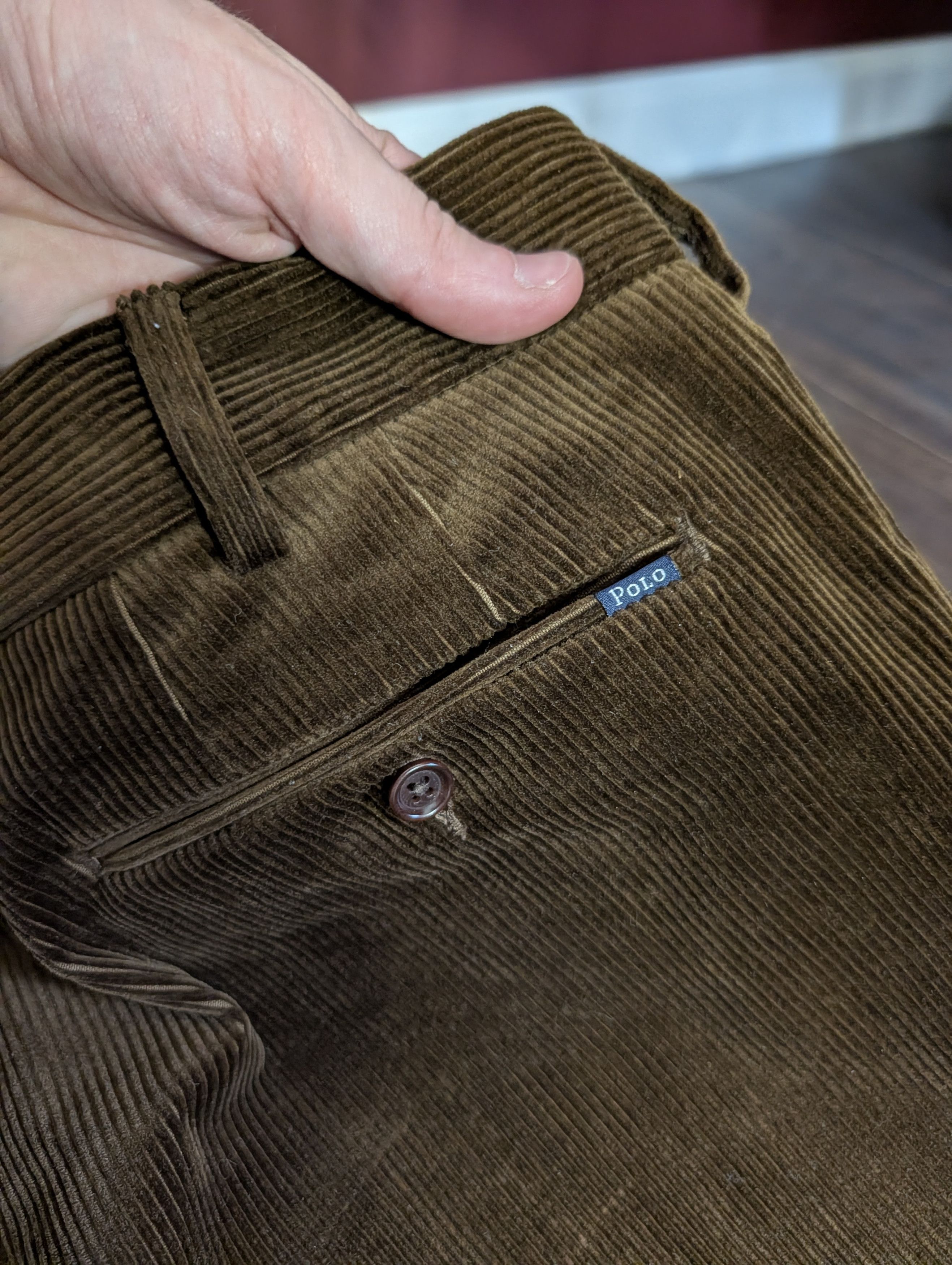 Polo Ralph Lauren Dark brown cotton corduroy Classic Fit mens pants 36x32 Size US 36 / EU 52 - 9 Thumbnail